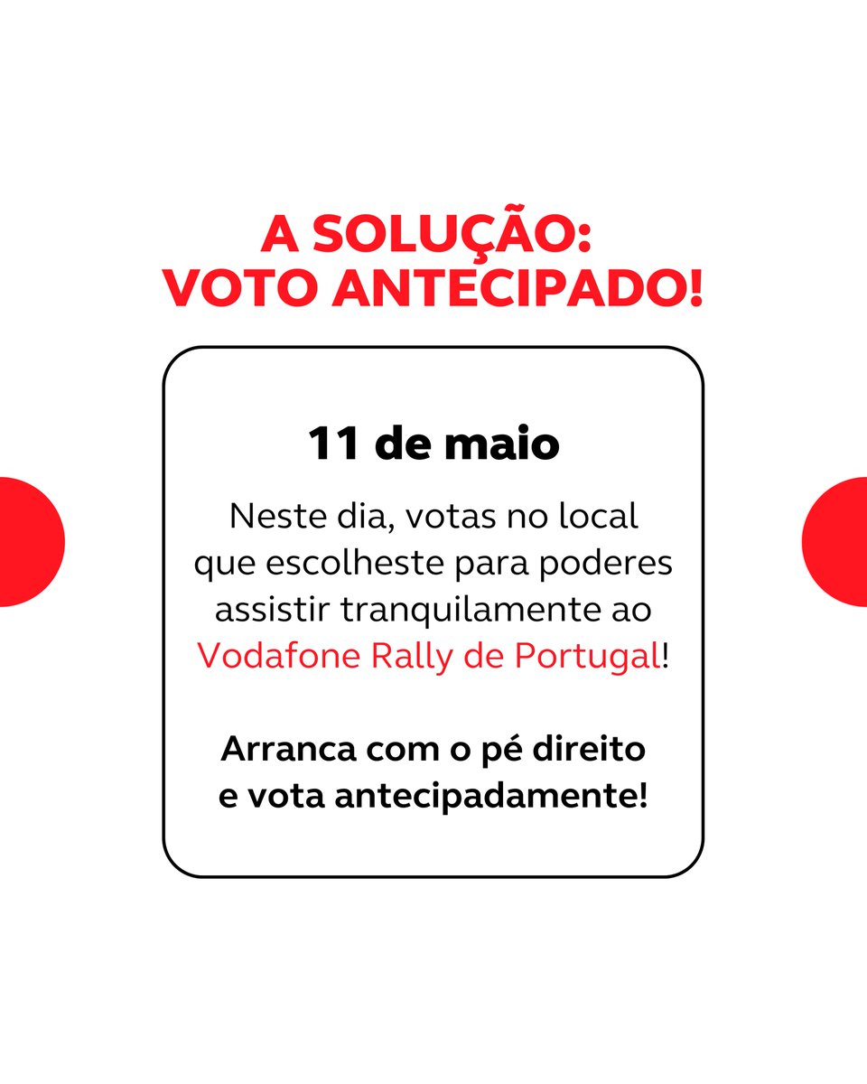rallydeportugal's tweet image. O que é que o Vodafone Rally de Portugal e as Eleições Legislativas têm em comum? 

São dois acontecimentos que mobilizam o país e que são tanto um direito como um dever cívico! 😉

📌 Sabe tudo aqui:
sg.mai.gov.pt/Noticias/Pagin…