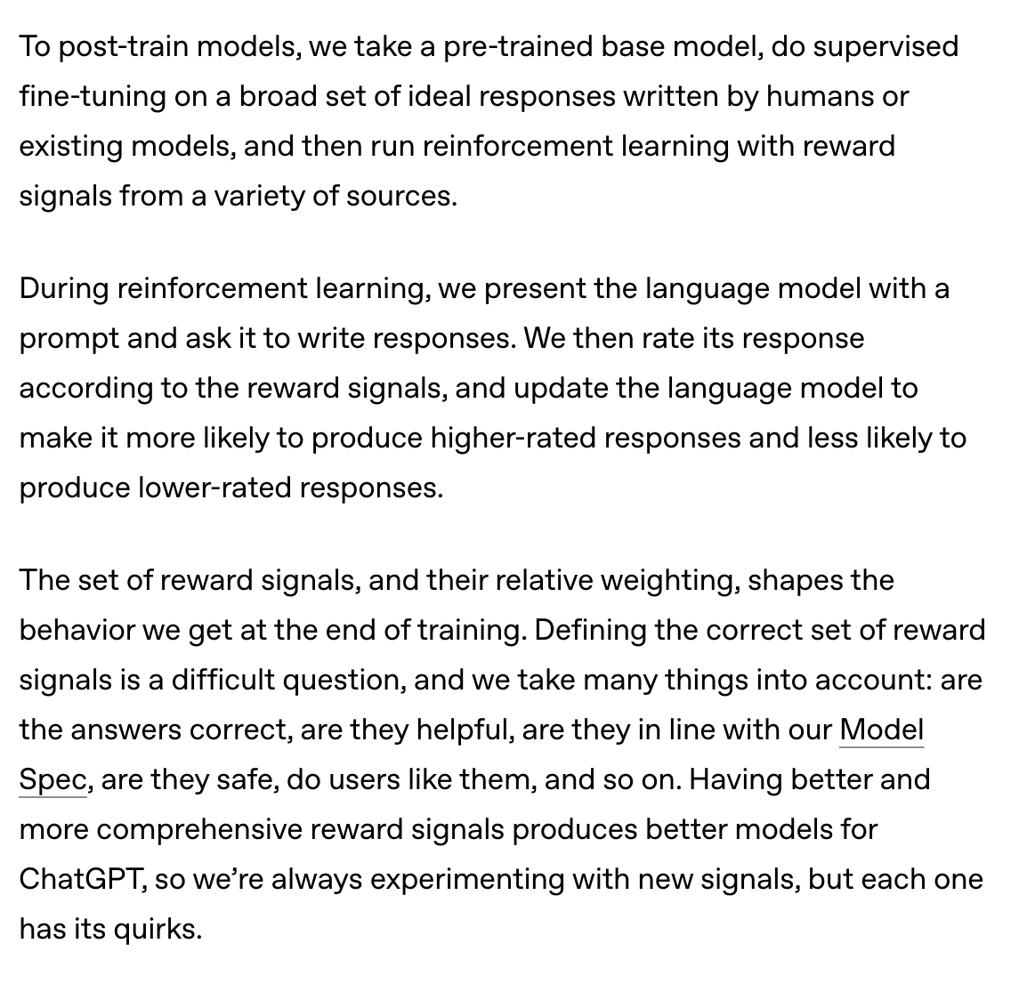 The way that OpenAI uses user feedback to train the model is misguided and will inevitably lead to further issues like this one.
Supervised fine-tuning (SFT) on "ideal" responses is simply teaching the model via imitation, which is fine as far as it goes. But it's not enough...