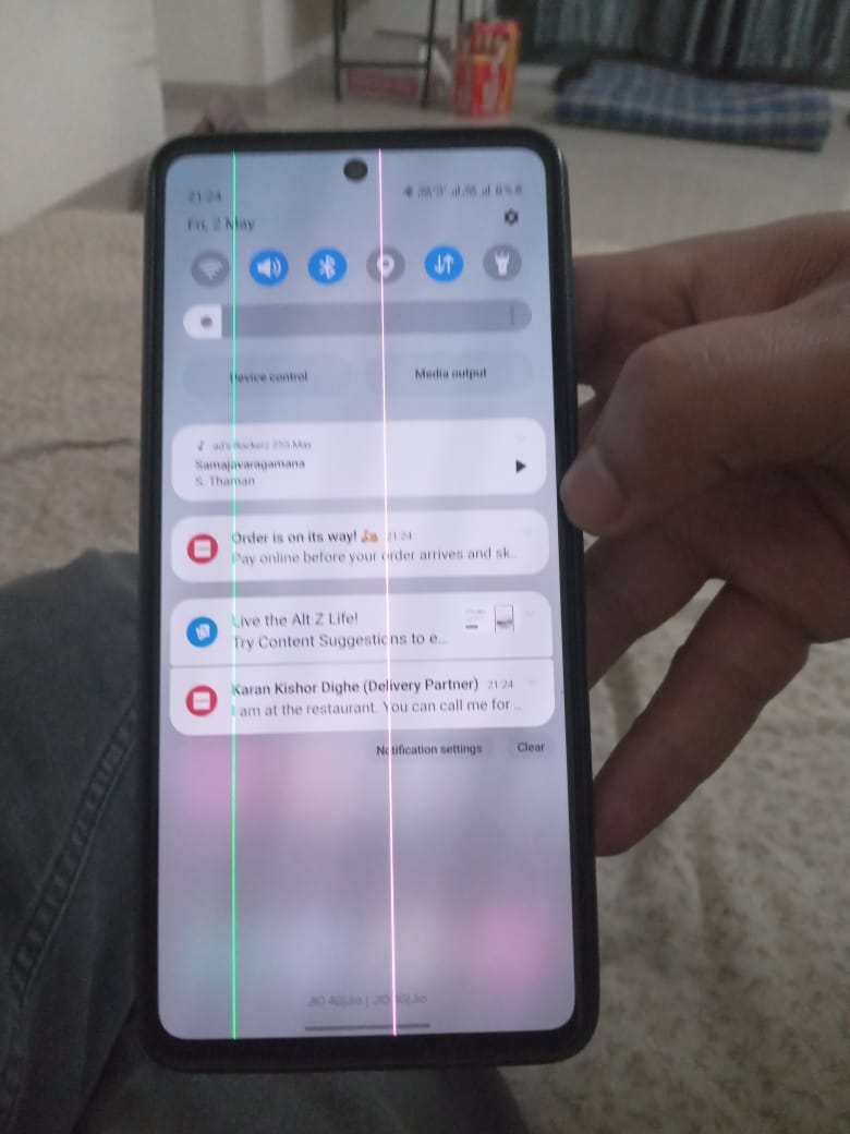 my__roar's tweet photo. One green line and one pink line!! All of sudden!! Is this a joke? @SamsungIndia #samsungm52 #samsunggalaxym52 https://t.co/qMNhvNd0fV