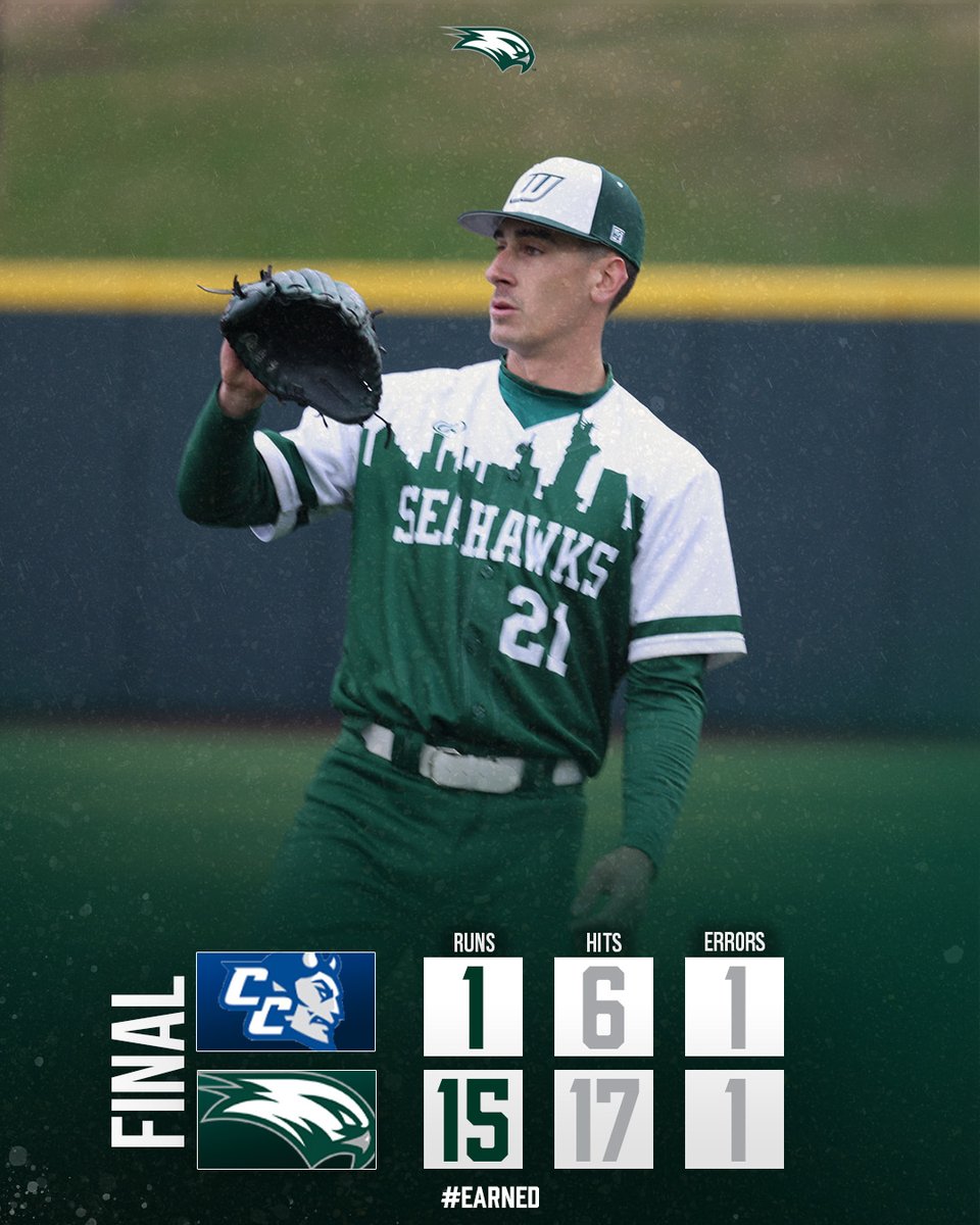 Ended game one a little early 😮‍💨

Wagner wins 15-1 in the first half of today's doubleheader behind a complete game from starter Jake Toporek. 

#Earned