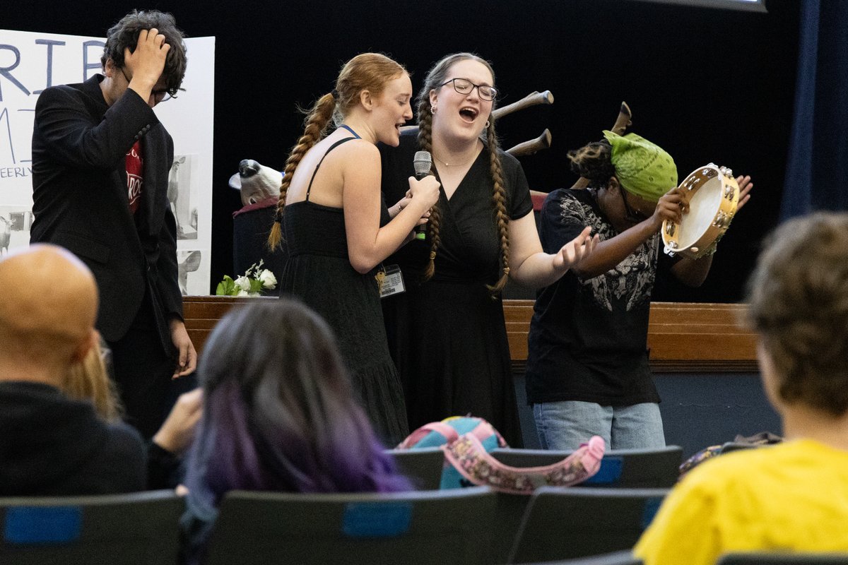 LSMSA's tweet image. The #LSMSA Class of '25 are a unique bunch. For their senior prank, they commandeered (🥁) the year's final Convocation to stage a celebration of life for Mitch, a 3-D archery target shaped like a whitetail deer. Well played, Class of '25. Well played. 🦌