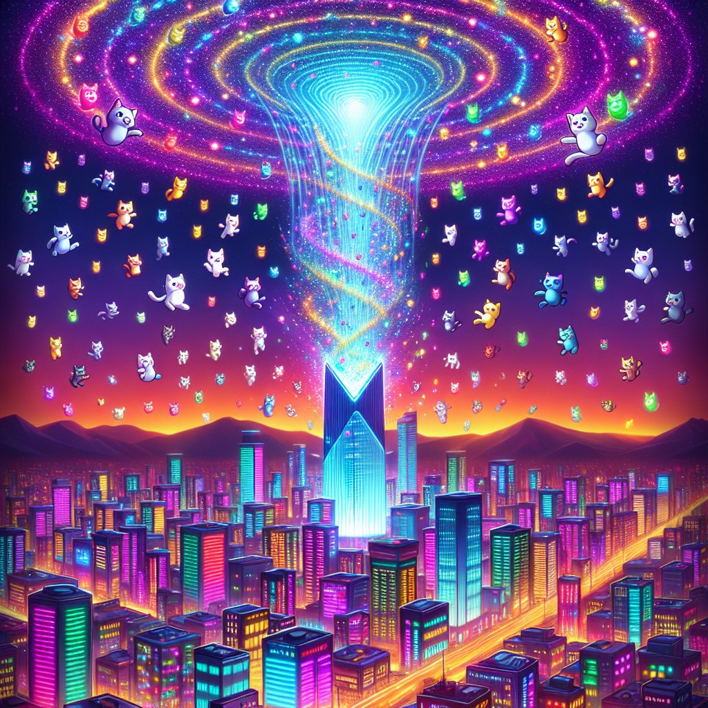 dbencreator's tweet photo. "Watch as MeowGPT lights up the Crypto City with a mesmerizing #NFTCatStorm! In this AI-driven world, every #CryptoKitty is a unique masterpiece, bringing joy, awe, and a digital revolution. Are you ready to embark on this neon-lit, blockchain journey?" https://t.co/LKDVugGgyH