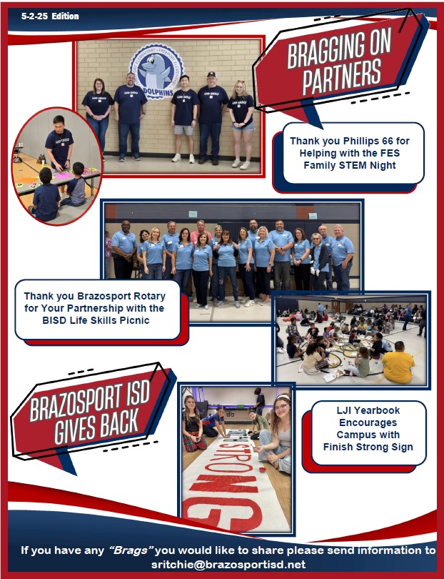 Our staff and students are excelling at the state and national levels! Check out the May 2, 2025 Brag Page to see recent awards all in one place. You can see all of our Brag Pages on our website at brazosportisd.net/brags We love BISD! #BISDinfluencer #BISDpride #BISDfamily