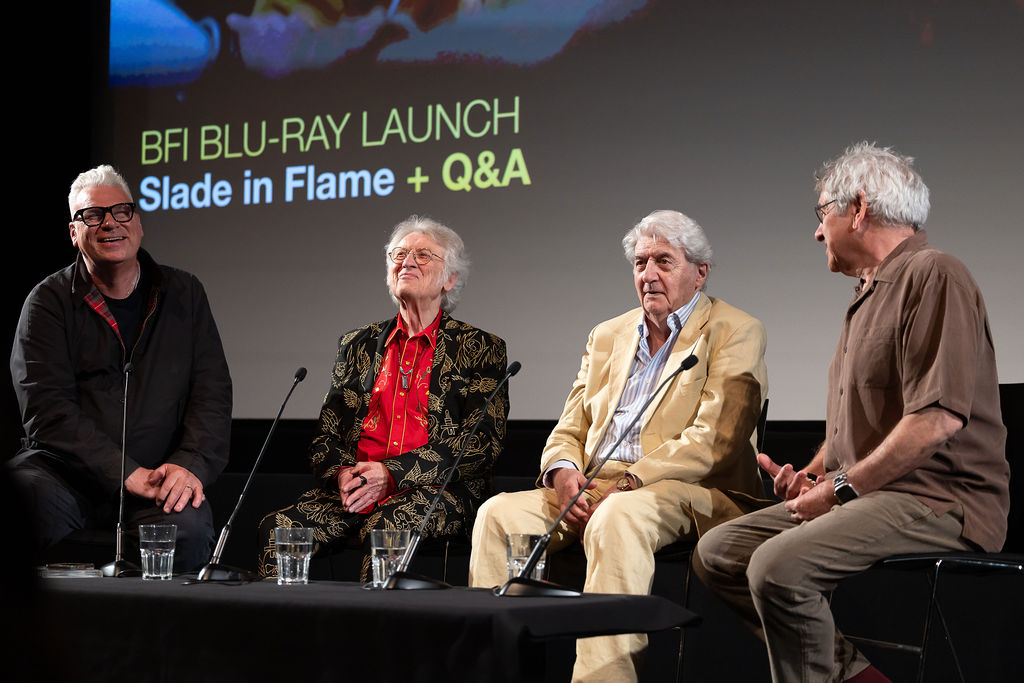 Dave Hill, Noddy Holder and Don Powell were at BFI Southbank last night for the launch screening of the newly remastered Slade in Flame.
 
Following the film, Noddy Holder, director Richard Loncraine and actor Tom Conti took part in a Q&amp;A hosted by Mark Kermode.
 
Back in cinemas