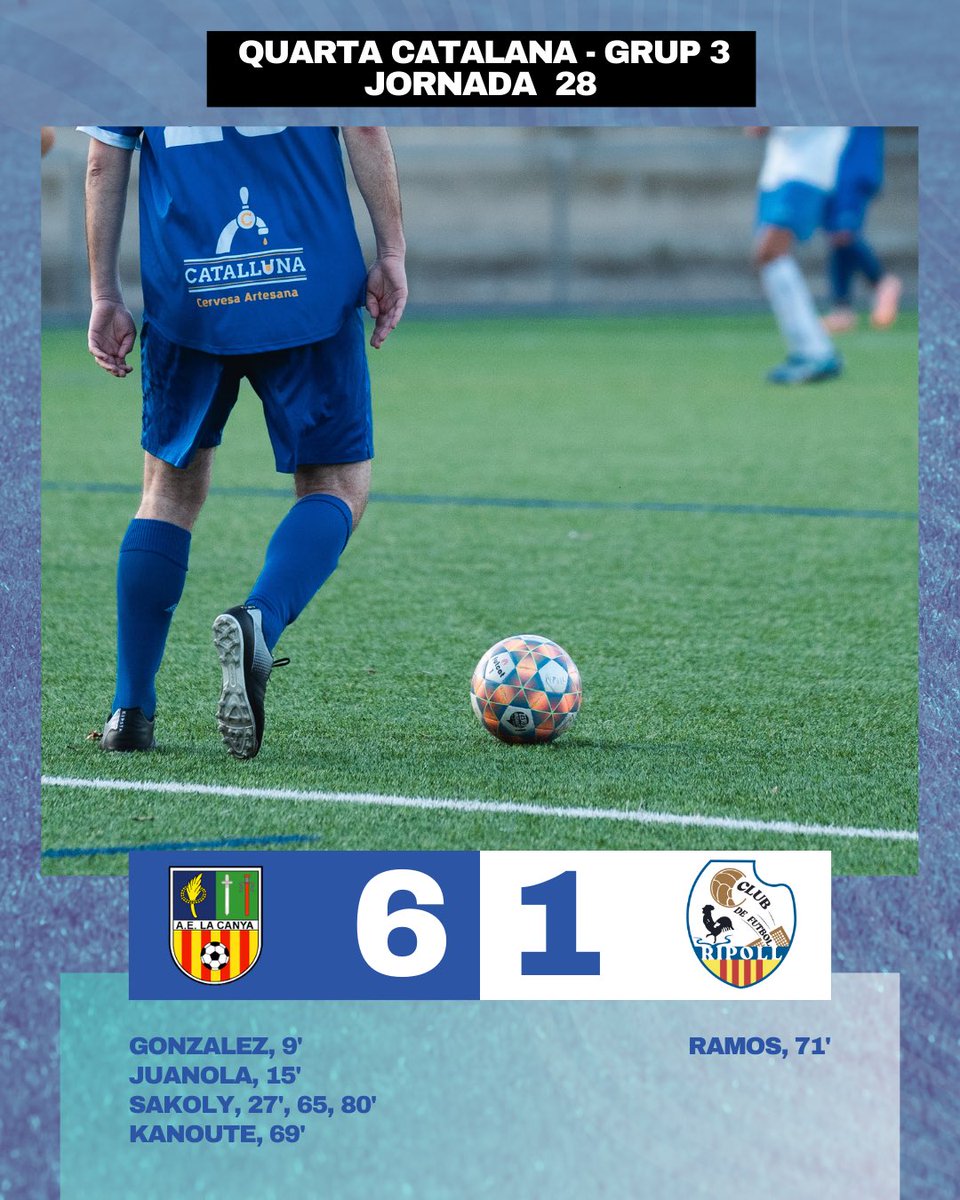 Jugat ahir: La Canya 6-1 #CFRipoll.

Gol ripollès de Ramos.

#4cat3