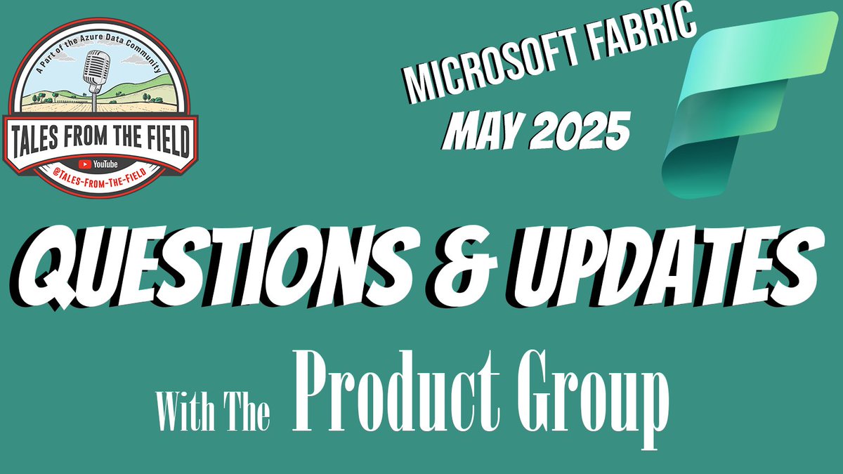Tales From The Field (@talesftfield) on Twitter photo 🚨 We’re going LIVE May 13 @ 10AM EST!
Join #MicrosoftFabric PMs <a href="/BradleySchacht/">Bradley Schacht</a>, Alex Powers & Christopher Schmidt for updates, demos & live Q&A!
📺 Watch: youtube.com/live/b10as_pUA…
🔔 Subscribe: youtube.com/@Tales-from-th…
#Data #AI #PowerBI #TalesFromTheField 🚨 We’re going LIVE May 13 @ 10AM EST!
Join #MicrosoftFabric PMs <a href="/BradleySchacht/">Bradley Schacht</a>, Alex Powers & Christopher Schmidt for updates, demos & live Q&A!
📺 Watch: youtube.com/live/b10as_pUA…
🔔 Subscribe: youtube.com/@Tales-from-th…
#Data #AI #PowerBI #TalesFromTheField