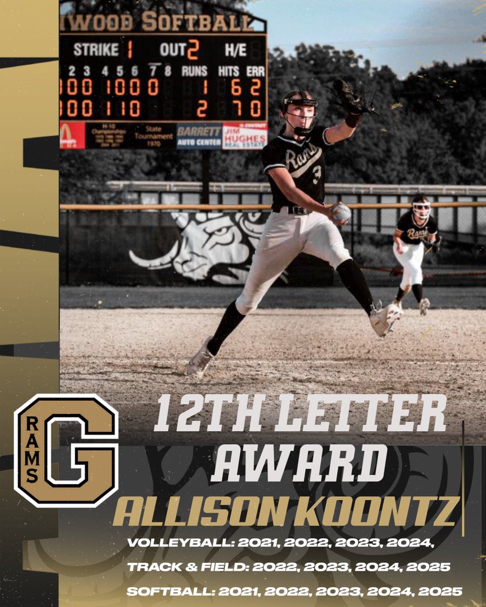 Congratulations to Alli Koontz who received our 12th letter award at Sunday’s award ceremony! Alli will be a 13 year varsity letter winner after this summers softball season!