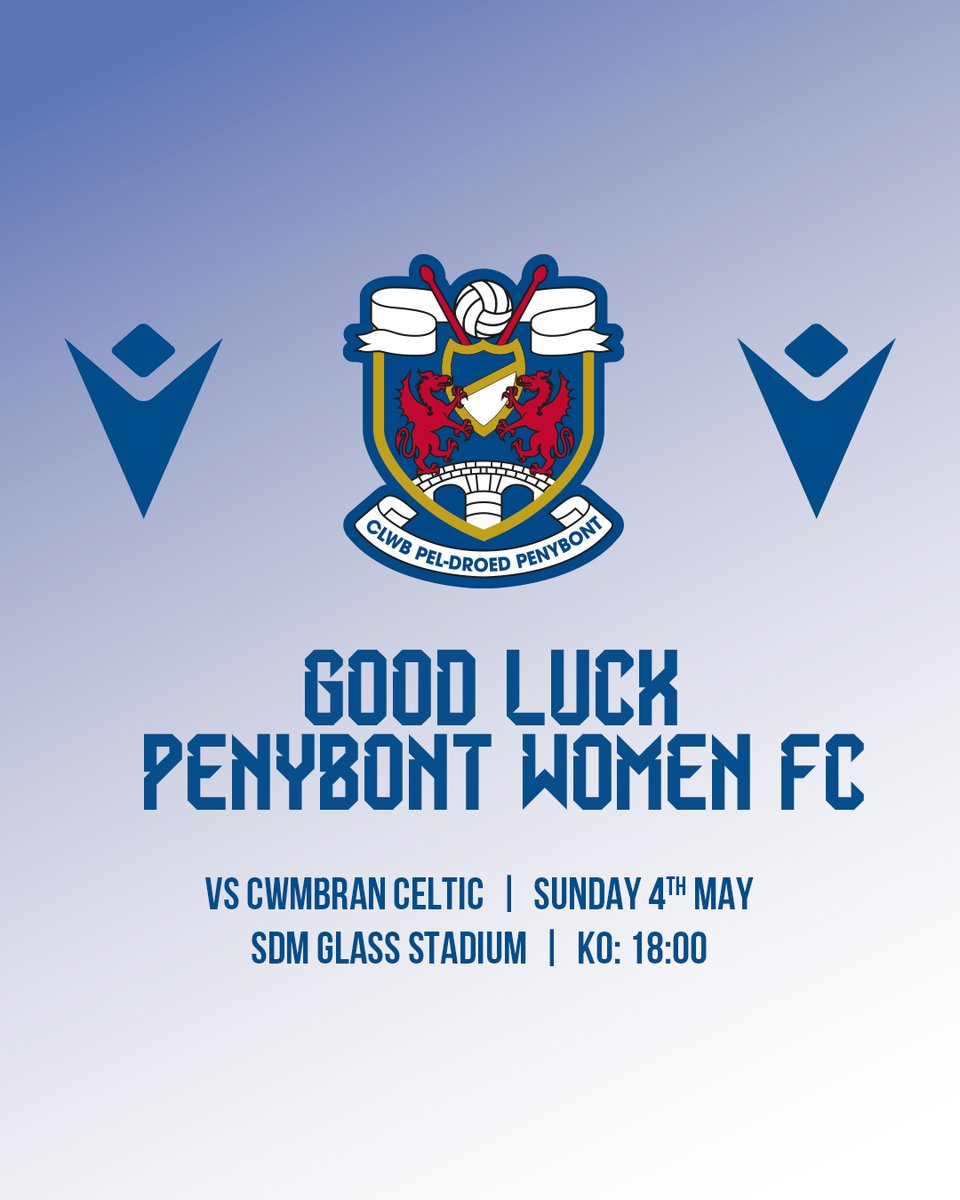 Best of luck to Penybont Women's in the Hugh James SWFA Women's Cup final fixture against Cwmbran Celtic on Sunday!

Winners wear Macron!

 <a href="/PenybontWomenFC/">Penybont Women FC</a> <a href="/PenybontFC_/">Penybont FC</a>
