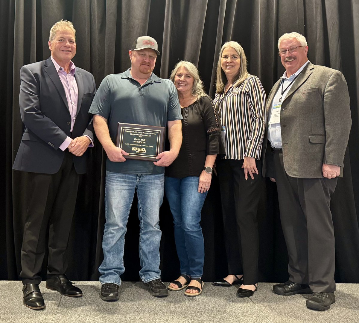 WPUDA Congratulates Darin Hall <a href="/PUD3/">Mason PUD 3</a>.  Darin was presented with the WPUDA Good Samaritan Award for his lifesaving actions in response to a co-worker who was choking. Hall instinctively used his first aid training to jump into action and perform the Heimlich maneuver.