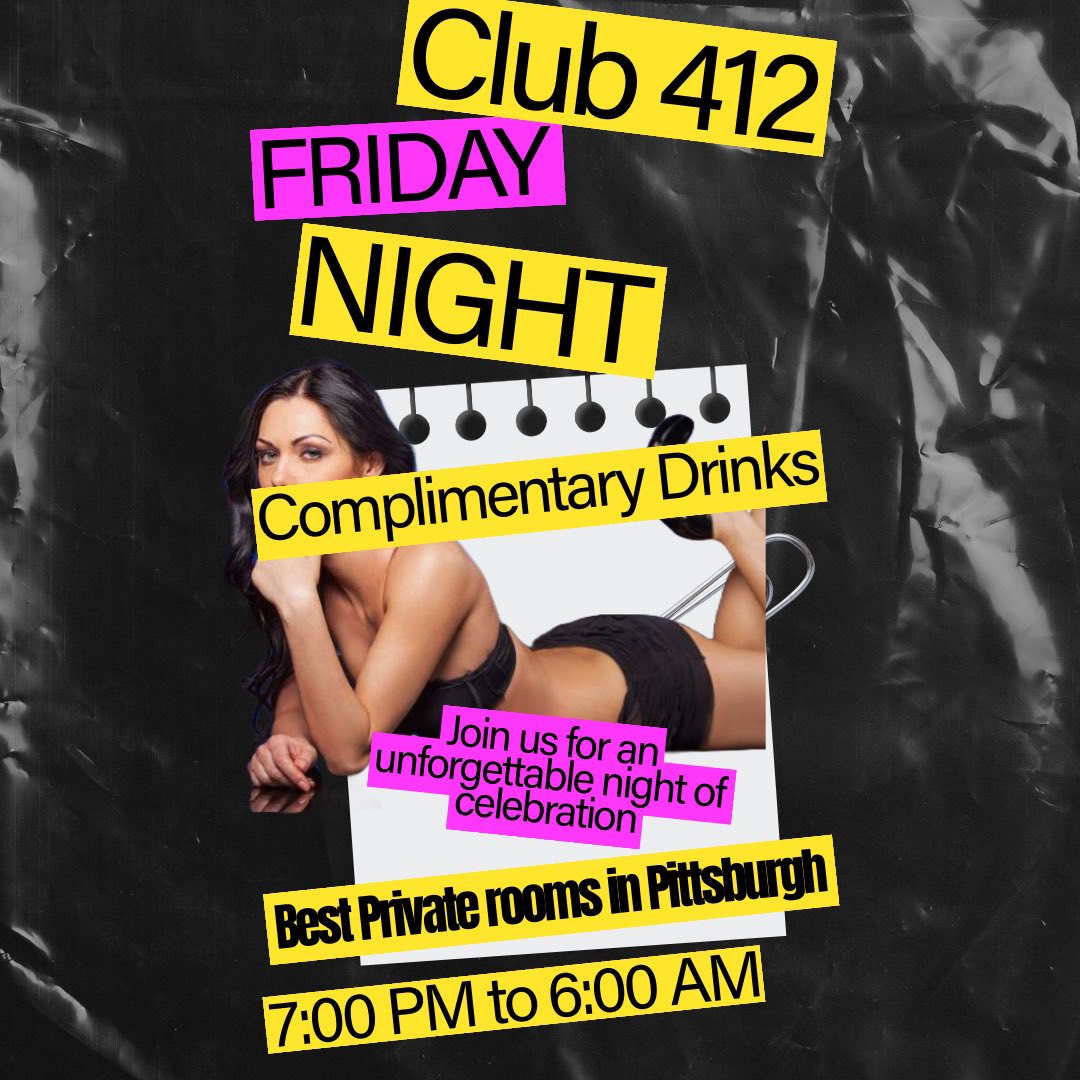 club412pgh's tweet photo. It’s Finally Friday….. time to see naked women. #FridayMotivation #FridayVibes #Pittsburgh #weekend #Club412 https://t.co/8cqMV9wTXQ