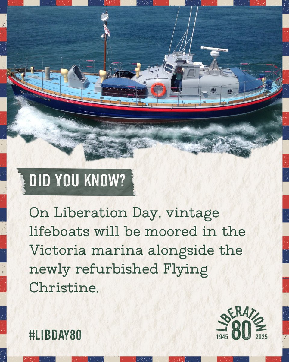With just a matter of days to go, head over to the website to find out all about what's going on on Liberation Day 2025.

There’s plenty going on across the island, including vintage lifeboats in the marina! 🛟

liberationday.gg/event-programm…

#LibDay80 #Events #LifeBoats