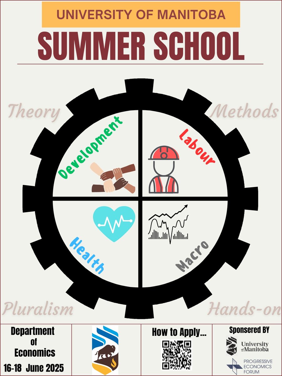 femiawopee's tweet image. “The inaugural Economic Theories and Methods Summer School at the University of Manitoba is taking place from Monday, June 16 to Wednesday, June 18, 2025.
....
Submit application following the link: forms.gle/apKWS81qvQdK6k…
The deadline for the application is the 2nd of May.