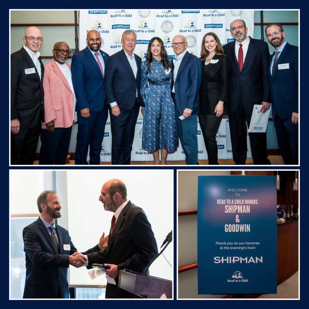 ShipmanGoodwin's tweet image. #Shipman is proud to support Hartford's #ReadtoaChild Mentoring Program and honored to receive an award this week from CEO Paul Lamoureux, presented to our Chair of the Management Committee, Kent Nevins. Thank you to all who joined us!

🔗Learn more at readtoachild.org