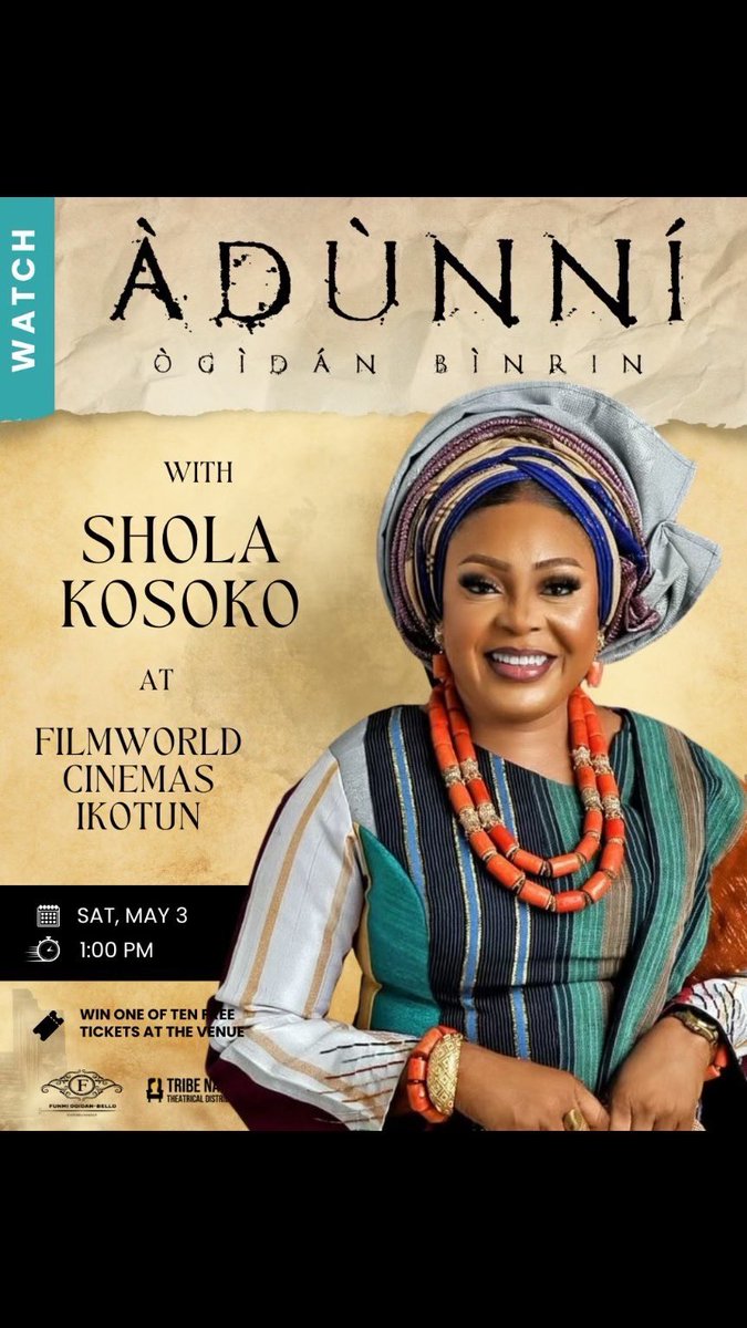 BellofunmiBello's tweet photo. Ode to Shola Kosoko

Daughter of legacy, queen of the stage,
With poise and power, you breathe each role,
A thespian’s heart, a producer’s soul

You walk in stories, deep and wide,
The face behind the legacy.
This Saturday, April 3rd, AT FILMWORLD CINEMA IKOTUN be there— https://t.co/GBkc3fHpFJ