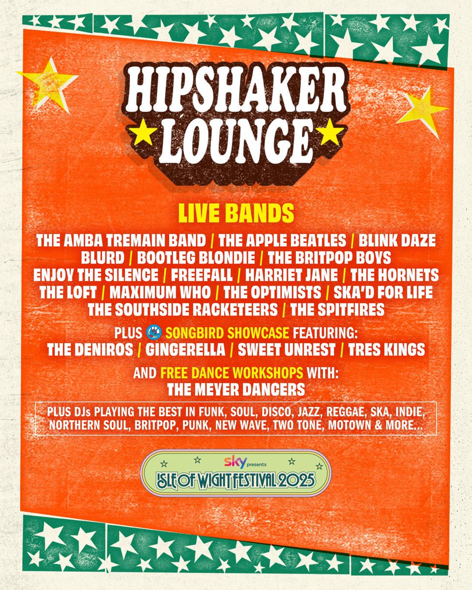 We’re playing at <a href="/IsleOfWightFest/">Isle of Wight Festival</a> 2025!! We’ll be headlining the Hipshaker Lounge Stage on Sunday 22nd June and we couldn’t be more excited! We can’t wait to take the Pop Punk Party to one of the most legendary festivals in the world! 🤘🏼

#IOW20235 #SkyxIOW
