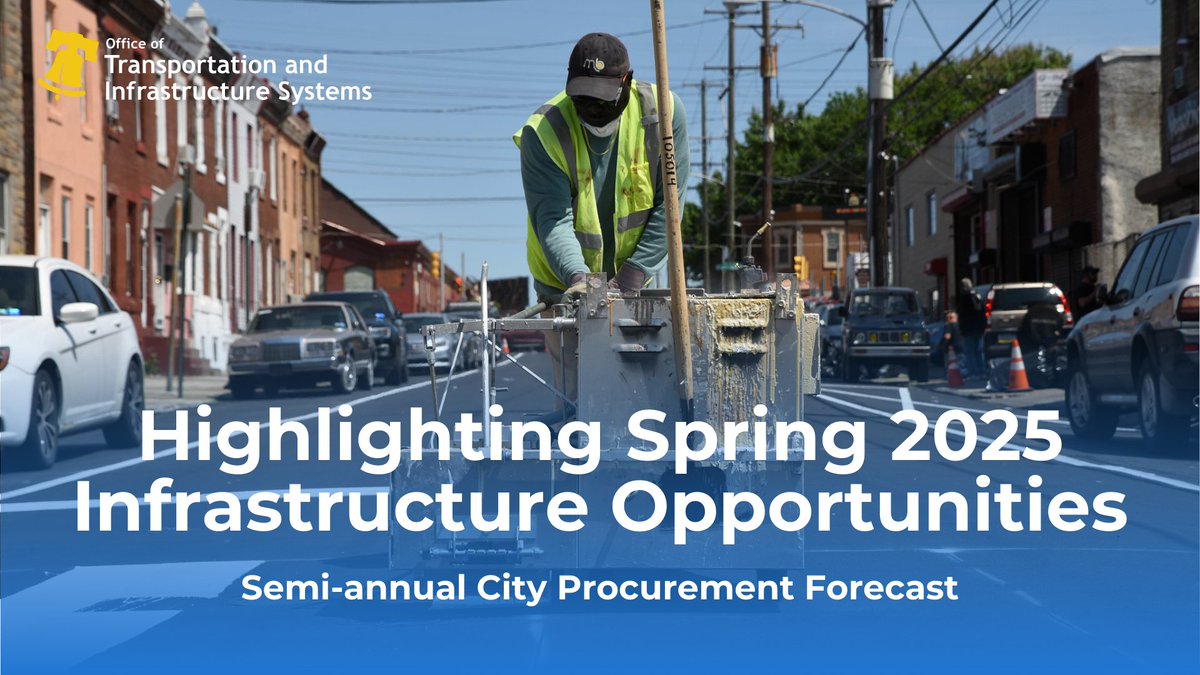 🏗️ The City's Infrastructure Solutions Team is proud to present the 4th edition of the Procurement Forecast, featuring approx. 130 contracting opportunities - including both public works and professional services - across five agencies.

🦺 Learn more: phila.gov/2025-05-02-hig…