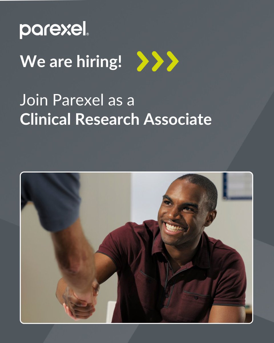 Join Parexel as a Clinical Research Associate and be part of a team that's changing lives globally! Collaborate across borders to impact patient health. Explore opportunities today: pxl.careers/ehi