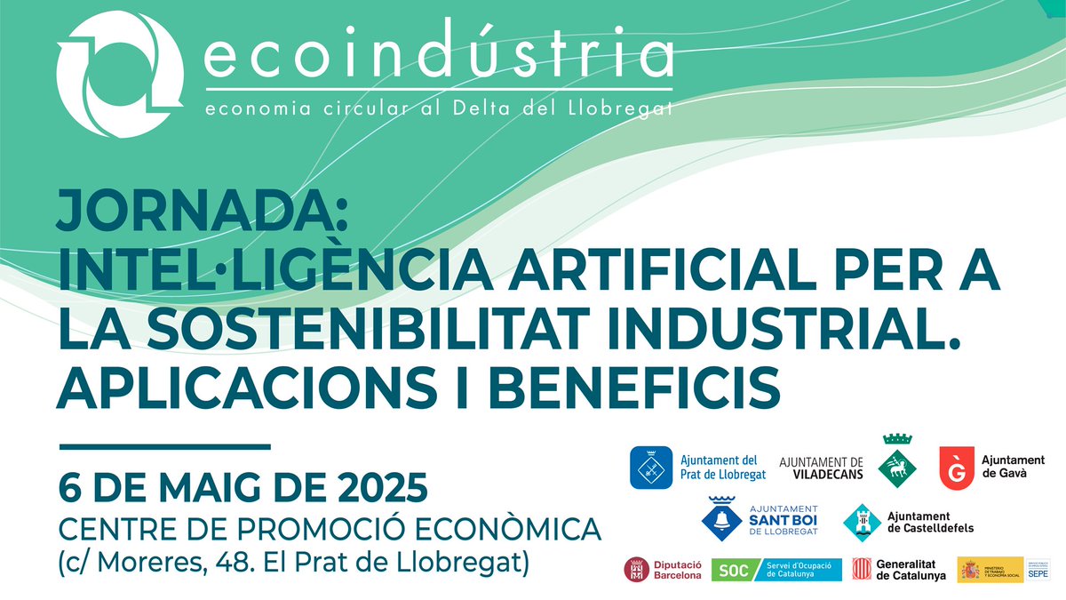 ♻️ Últimas plazas disponibles para la próxima jornada de <a href="/EcoindustriaBLL/">Ecoindústria</a> Economía Circular:

🗣️ Inteligencia Artificial y sostenibilidad industrial
📅 Martes 6 de mayo
📍 Centro de Promoción Económica del Prat de Llobregat

Programa e inscripción aquí ⤵️
ecoindustria.net/events/jornada…
