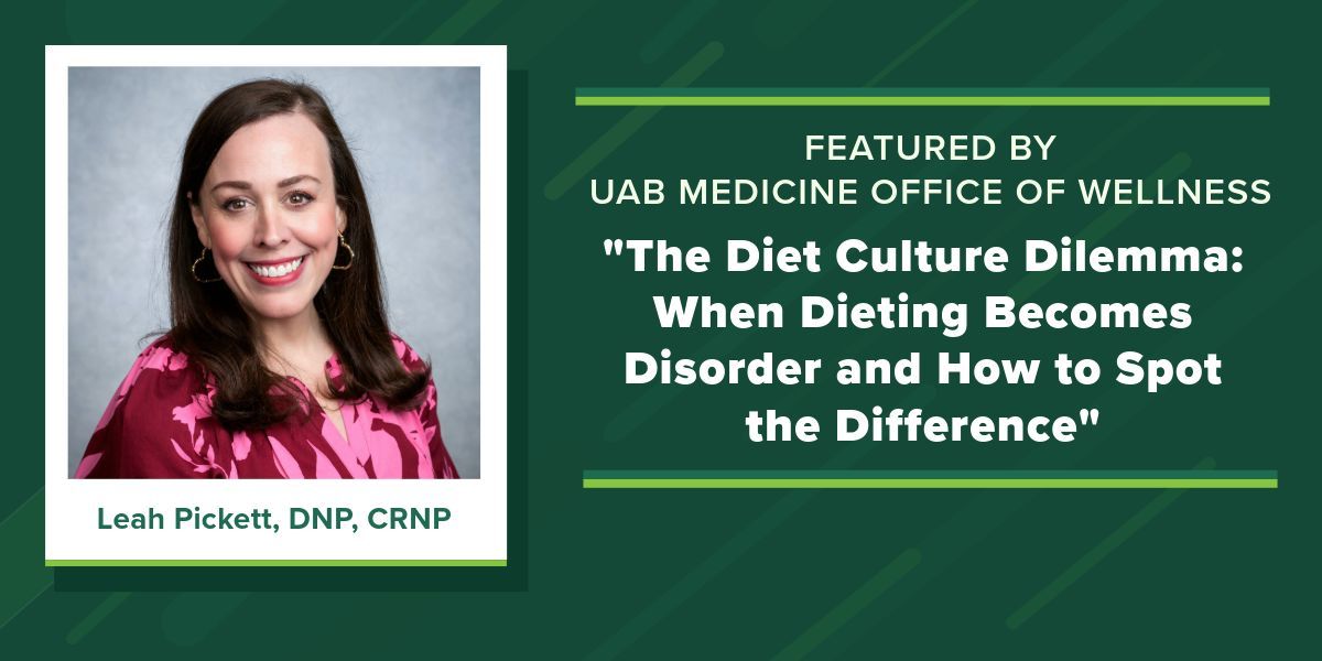 Leah Pickett, DNP, CRNP, was recently featured in @UABMedicine's "Take 5 Tuesday" discussing food choices and the feelings associated with them. Learn more here 📰  buff.ly/R8inPS9