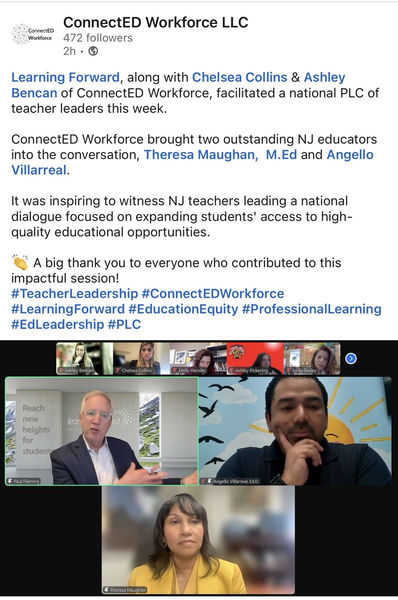 Profe VillaRReal (@drv_profe) on Twitter photo It was an honor to collaborate with NJTOTY <a href="/theresa_maughan/">tmaughan, 2022 NJSTOY</a>, <a href="/LearningForward/">Learning Forward</a> & <a href="/ConnectedWorkf1/">Connected Workforce</a> to inspire teachers across the nation! 🙌🏽🙏🏾
#TeacherLeadership It was an honor to collaborate with NJTOTY <a href="/theresa_maughan/">tmaughan, 2022 NJSTOY</a>, <a href="/LearningForward/">Learning Forward</a> & <a href="/ConnectedWorkf1/">Connected Workforce</a> to inspire teachers across the nation! 🙌🏽🙏🏾
#TeacherLeadership