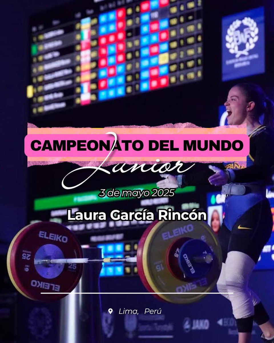 halteroensala's tweet photo. 🏆 CAMPEONATO DEL MUNDO JÚNIOR 🏆

🏋🏼‍♀️ Laura García Rincón, cat. -59kg (Tanda A)

🕒 23:00h 🇪🇸

📍 Lima, Perú

¡¡Vamos Laura!! https://t.co/FgKBNtiwZQ