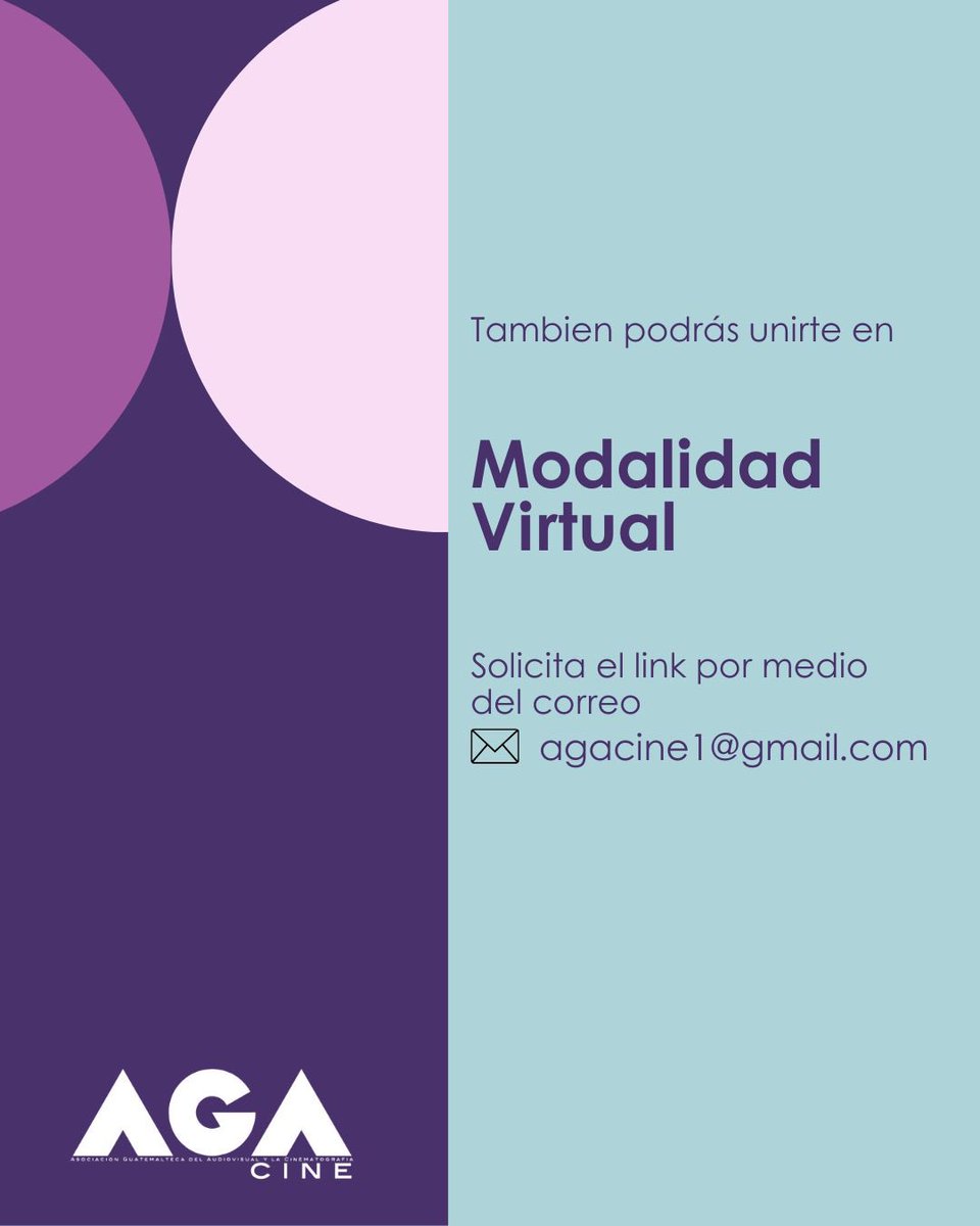 RECORDATORIO - ASAMBLEA GENERAL AGACINE

Sábado 3 de mayo de 2025
Hora: 10:00 a.m.
Lugar: Centro Cultural de España en Guatemala
(Esquina de 6ª avenida y 11 calle, Zona 1, Edificio LUX)

Puedes asistir VIRTUAL, solicita el enlace a agacine1@gmail.com

¡Hagamos Gremio!