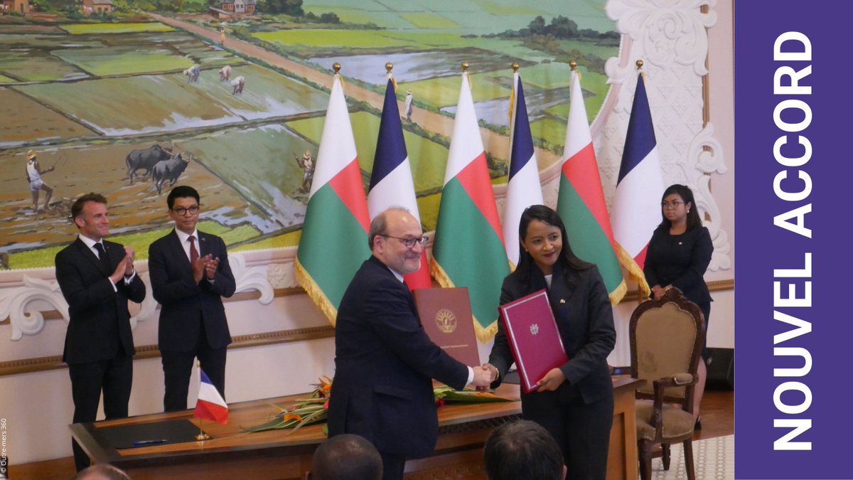 🤝Lors de la visite du Président <a href="/EmmanuelMacron/">Emmanuel Macron</a> à Madagascar, plusieurs engagements ont été signés entre 🇲🇬&amp;🇫🇷 en faveur de l'éducation, des exploitations agricoles familiales &amp; de l'implantation durable de notre filiale <a href="/expertisefrance/">Expertise France</a> dans le pays.

🔎bit.ly/3RKuLt7