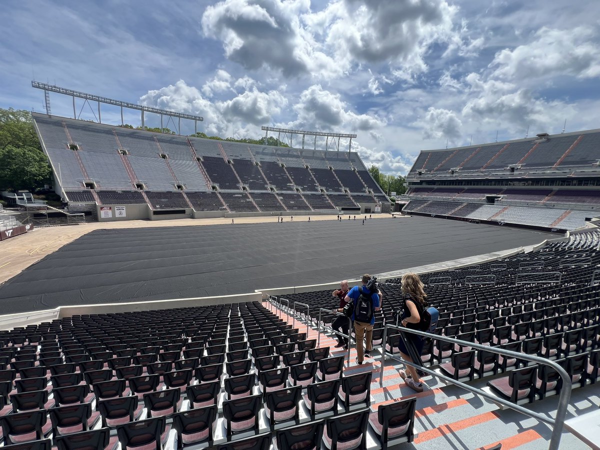 AndyBitterVT's tweet photo. Lane Stadium being prepped for Metallica. #Hokies https://t.co/uqCCBnb10I