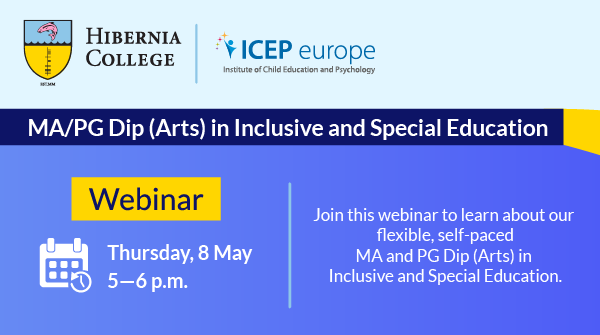 Hibernia College (@hiberniacollege) on Twitter photo Upcoming Webinar
Join us on Thursday, the 8th of May, @ 5 PM for our upcoming MA/PG Dip (Arts) in Inclusive and Special Education webinar, in collaboration with <a href="/ICEPEurope/">ICEP Europe</a>
Learn more about our flexible, blended, modular programme.
Register here: ow.ly/EmXX50UQf65.
#Webinar Upcoming Webinar
Join us on Thursday, the 8th of May, @ 5 PM for our upcoming MA/PG Dip (Arts) in Inclusive and Special Education webinar, in collaboration with <a href="/ICEPEurope/">ICEP Europe</a>
Learn more about our flexible, blended, modular programme.
Register here: ow.ly/EmXX50UQf65.
#Webinar