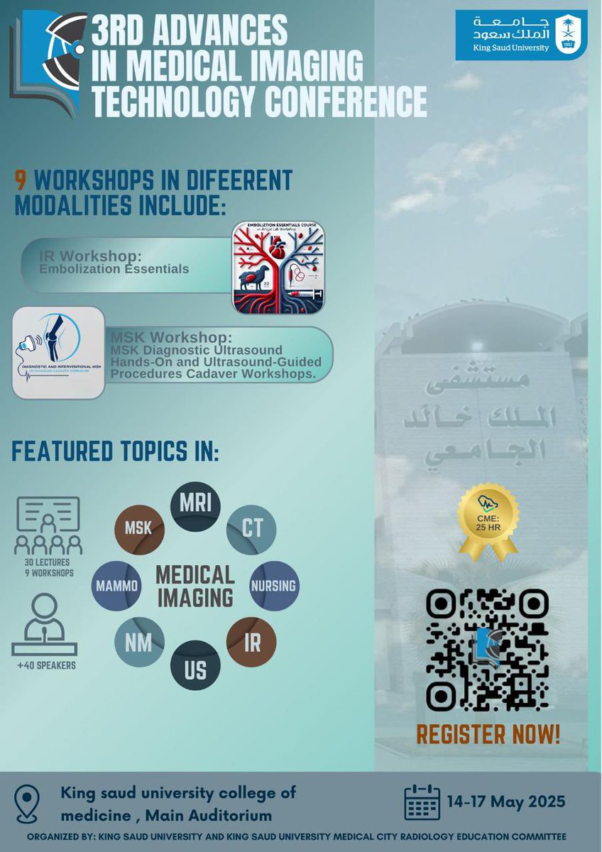 AMIT2030R's tweet image. Radiology World Get Ready🤩!

We’re excited to announce a conference that brings together innovation, expertise, and hands-on learning:

THE 3RD ADVANCED IMAGING TECHNOLOGY CONFERENCE✨
May 14–17, 2025

Stay tuned registration opens soon!
Follow us for more
#AMIT2030R #3AMIT