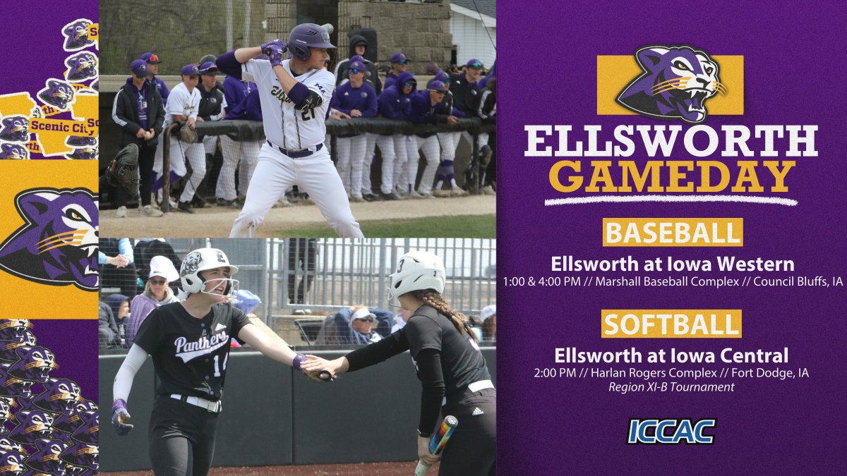 Ellsworth CC Athletics (@athleticsecc) on Twitter photo ๐๐๐๐๐๐๐โพ๏ธ๐ฅ
๐ฝ๐ผ๐๐๐ฝ๐ผ๐๐
๐ at Iowa Western
๐ 1:00 & 4:00 PM
๐ Marshall Complex (Council Bluffs, IA)
๐ป iccacsportsnetwork.com
๐๐๐๐๐ฝ๐ผ๐๐
Region XI-B Tournament
๐ at Iowa Central
๐ 2:00PM
๐ Harlan Rogers Complex (Fort Dodge, IA)
๐ป iccacsportsnetwork.com ๐๐๐๐๐๐๐โพ๏ธ๐ฅ
๐ฝ๐ผ๐๐๐ฝ๐ผ๐๐
๐ at Iowa Western
๐ 1:00 & 4:00 PM
๐ Marshall Complex (Council Bluffs, IA)
๐ป iccacsportsnetwork.com
๐๐๐๐๐ฝ๐ผ๐๐
Region XI-B Tournament
๐ at Iowa Central
๐ 2:00PM
๐ Harlan Rogers Complex (Fort Dodge, IA)
๐ป iccacsportsnetwork.com