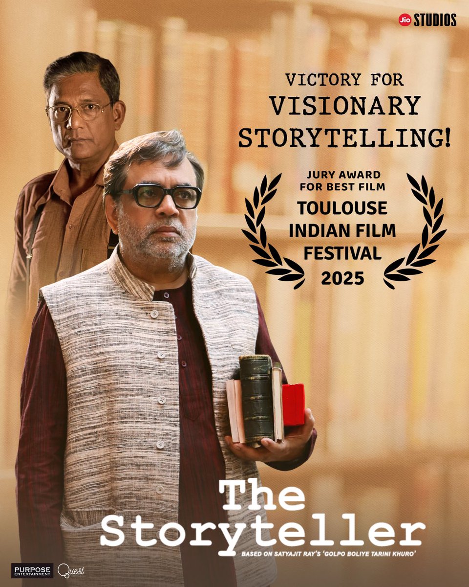 Jio Studios (@jiostudios) on Twitter photo The Storyteller takes center stage!
Honored with the Jury Award for Best Film at the #ToulouseIndianFilmFestival2025
Watch #TheStoryteller, now streaming only on <a href="/JioHotstar/">JioHotstar</a>
#TheStorytellerOnJioHotstar #BestFeatureFilm #JuryAward
<a href="/SirPareshRawal/">Paresh Rawal</a> <a href="/_AdilHussain/">Adil hussain</a> <a href="/revathyasha/">revathyasha</a> The Storyteller takes center stage!
Honored with the Jury Award for Best Film at the #ToulouseIndianFilmFestival2025
Watch #TheStoryteller, now streaming only on <a href="/JioHotstar/">JioHotstar</a>
#TheStorytellerOnJioHotstar #BestFeatureFilm #JuryAward
<a href="/SirPareshRawal/">Paresh Rawal</a> <a href="/_AdilHussain/">Adil hussain</a> <a href="/revathyasha/">revathyasha</a>