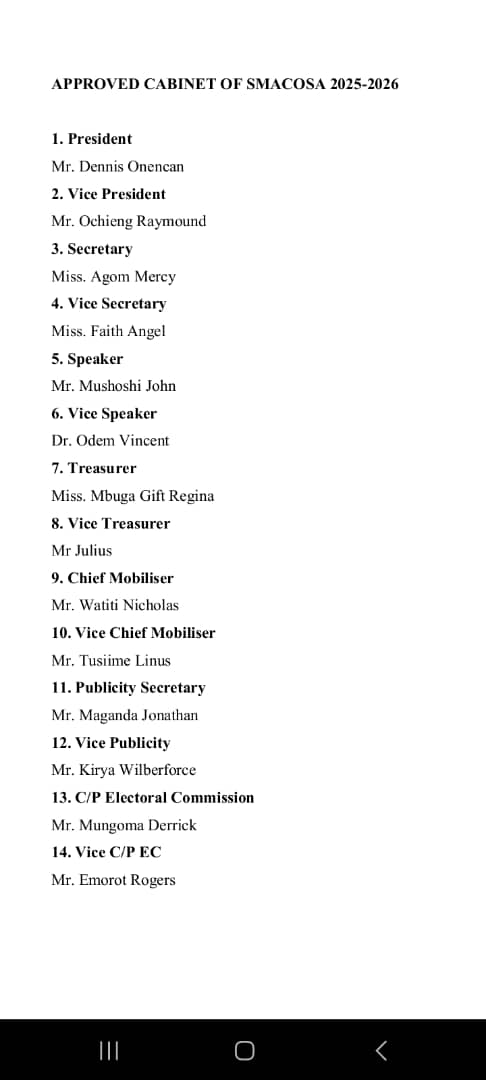 smalosa's tweet image. THE SMALOSA CABINET Which is going to take the association forward.
Cohort representatives to be presented soon