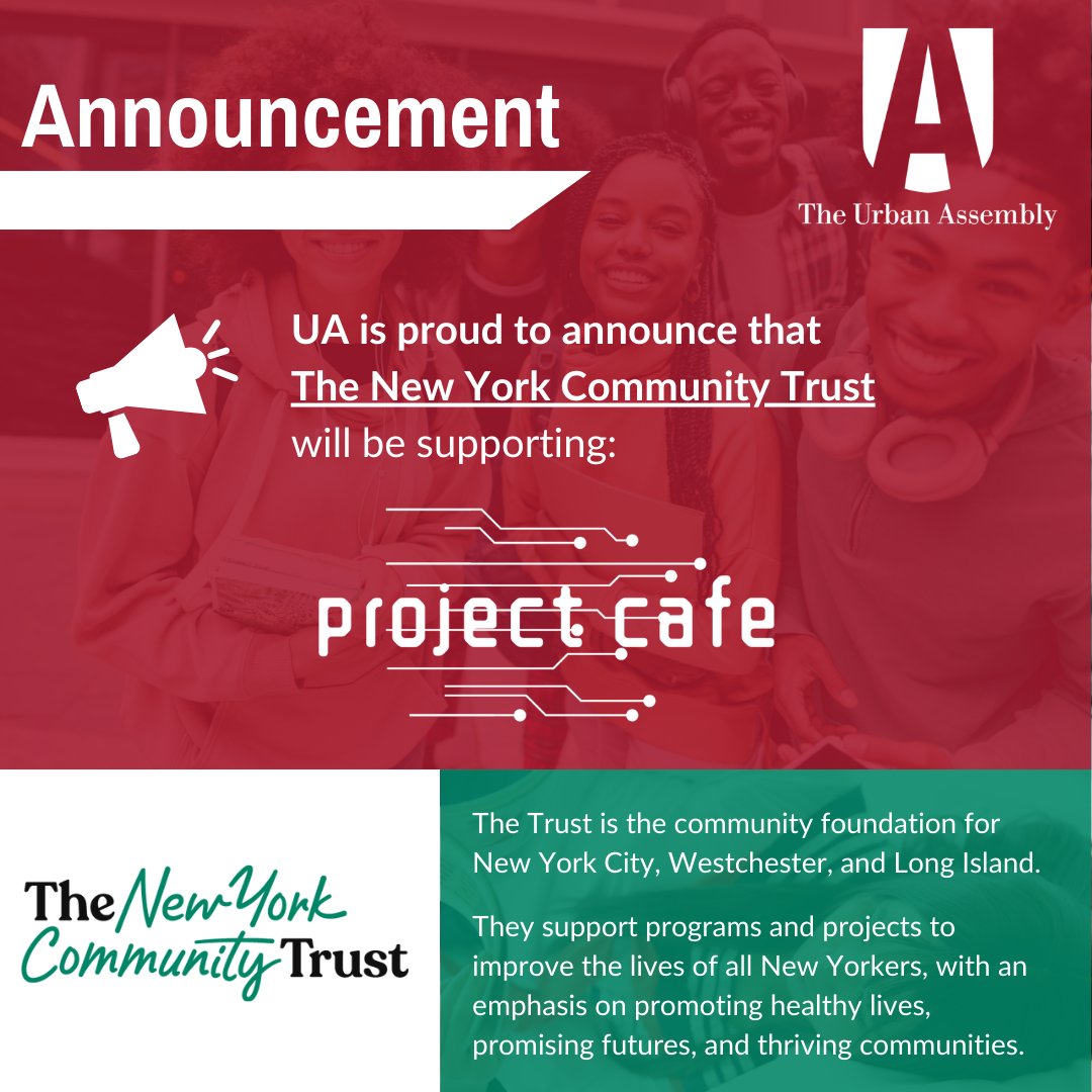 Urban Assembly (@urbanassembly) on Twitter photo Please join us in thanking The New York Community Trust for their grant supporting UA's Project CAFE! Together, we will promote timely instructional quality in classrooms across the US! Please join us in thanking The New York Community Trust for their grant supporting UA's Project CAFE! Together, we will promote timely instructional quality in classrooms across the US!