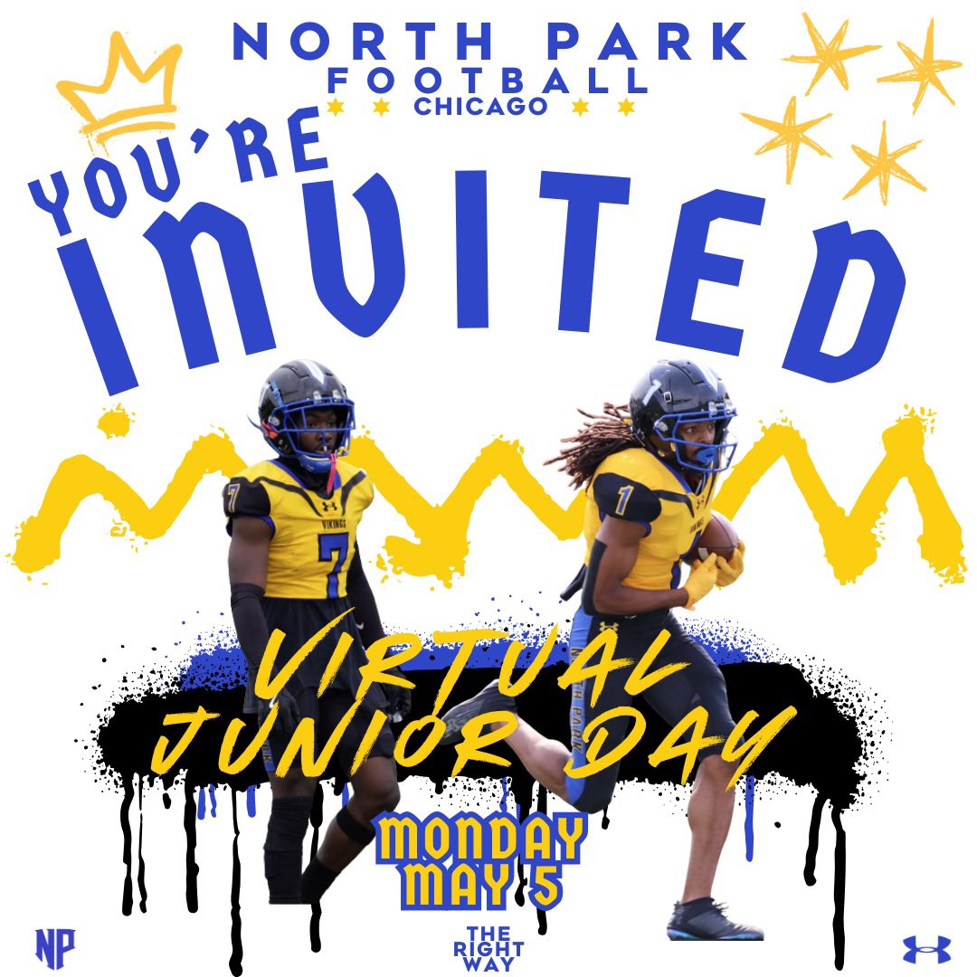 North Park Football (@npufootball) on Twitter photo We want to invite YOU to our Virtual Junior Day this Monday, May 5! Please reach out to <a href="/CoachRook/">Kyle Rooker</a> or <a href="/prentice_fb/">Anthony Prentice</a> if interested in attending! <a href="/VikingsNPU/">North Park Vikings</a> #TheRightWay We want to invite YOU to our Virtual Junior Day this Monday, May 5! Please reach out to <a href="/CoachRook/">Kyle Rooker</a> or <a href="/prentice_fb/">Anthony Prentice</a> if interested in attending! <a href="/VikingsNPU/">North Park Vikings</a> #TheRightWay