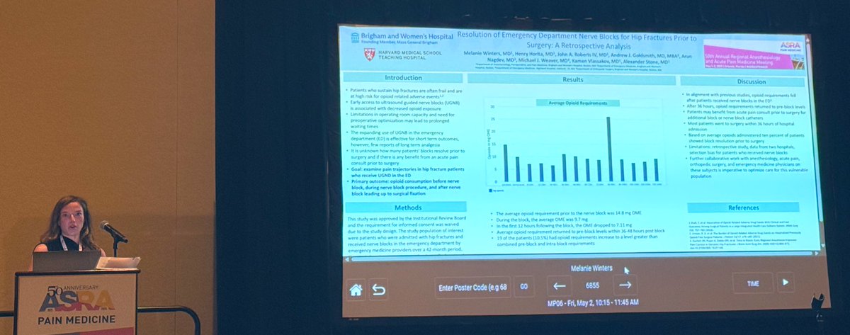Alex Stone (@alexbstone) on Twitter photo Current <a href="/BrighamAnes/">Brigham and Women’s Anesthesiology</a> resident and future <a href="/HSSAnesthesia/">HSS Anesthesiology</a> fellow Mel Winters presenting preliminary data on pain trajectories on hip fracture blocks placed in the ED.A big step forward for true multidisciplinary pain #asraspring25 <a href="/NagdevArun/">Arun Nagdev</a> <a href="/GoldyMD/">Andrew Goldsmith</a> <a href="/BlockHeads21G/">BlockHeads</a> Current <a href="/BrighamAnes/">Brigham and Women’s Anesthesiology</a> resident and future <a href="/HSSAnesthesia/">HSS Anesthesiology</a> fellow Mel Winters presenting preliminary data on pain trajectories on hip fracture blocks placed in the ED.A big step forward for true multidisciplinary pain #asraspring25 <a href="/NagdevArun/">Arun Nagdev</a> <a href="/GoldyMD/">Andrew Goldsmith</a> <a href="/BlockHeads21G/">BlockHeads</a>