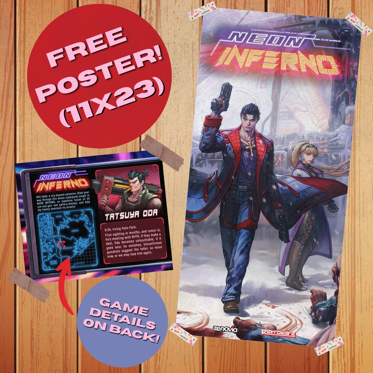 NEW FREE POSTER DROP for Neon Inferno  :D Get yours now alongside many other free posters of our titles such as Iron Meat, Prison City, TASQ and Toxic Crusaders on Retroware.com! 🌟🌃