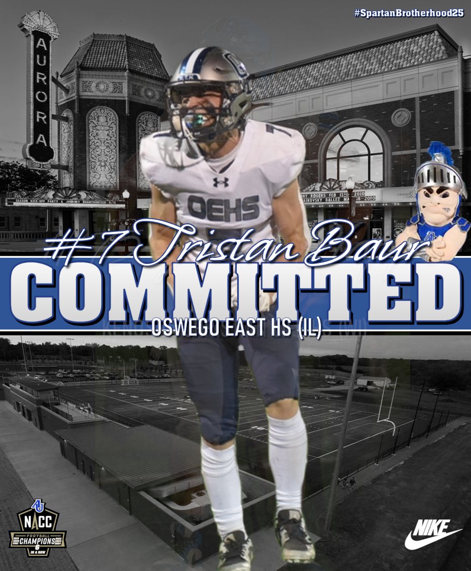 AU_SpartanFB's tweet photo. Spartan Fans, we are excited to welcome @BaurTristan from Oswego East HS to the Aurora Football Family. #WeAreOneAU #SpartanBrotherhood25 https://t.co/Gq3p4I3PJM