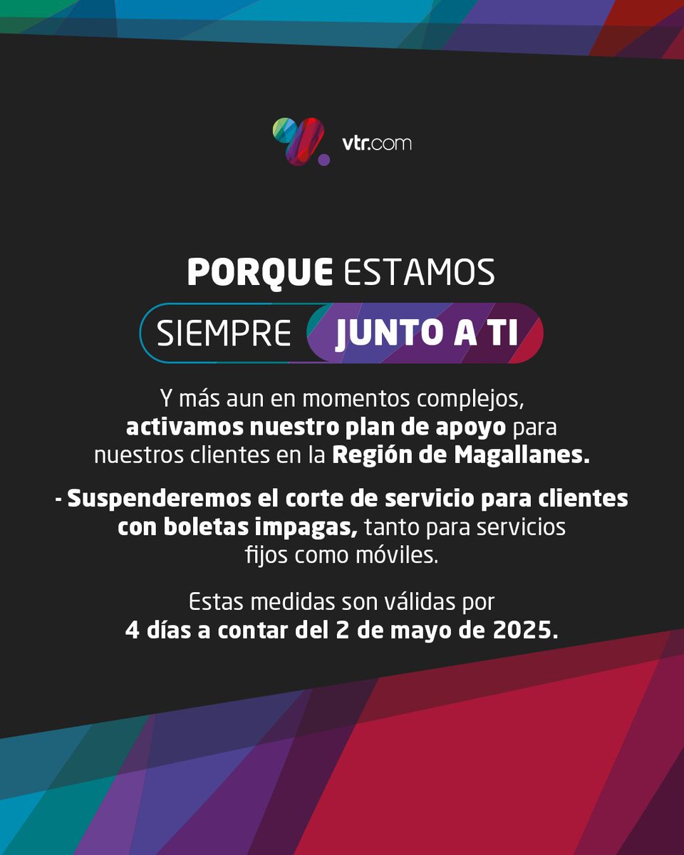 [ATENCIÓN] Porque estamos siempre junto a ti y más aún en momentos complejos, ante la alerta de tsunami, estamos activando el plan de apoyo para nuestros clientes en la región de Magallanes.