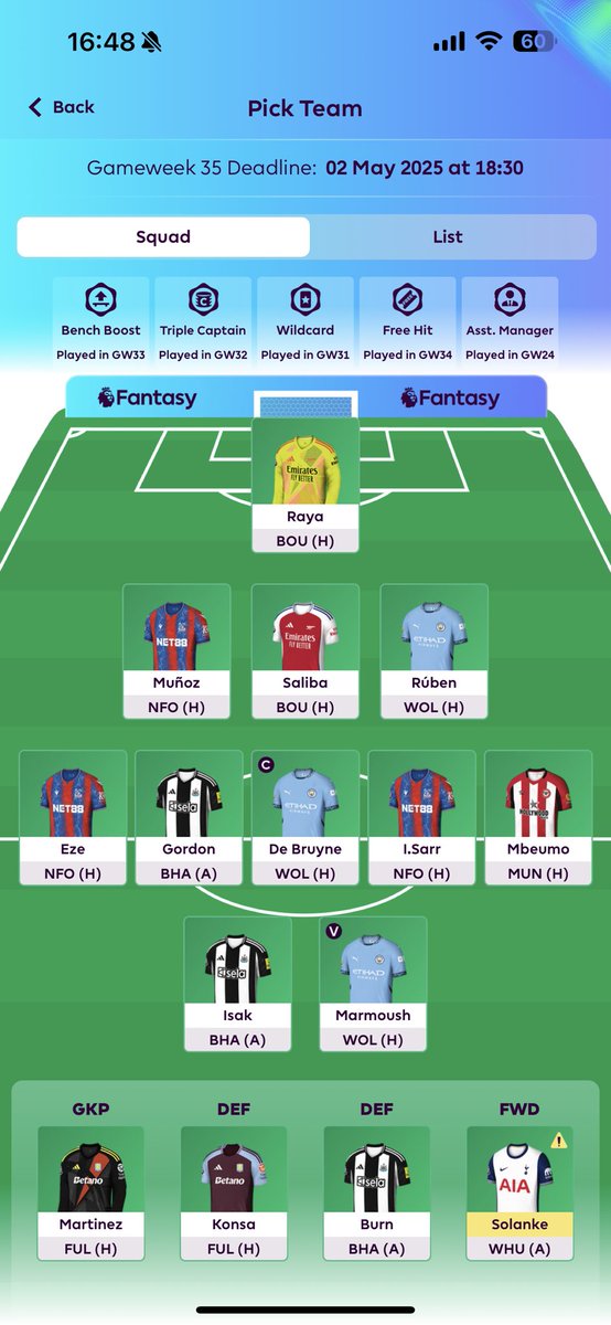 No stream today

Saka -&gt; Mbuemo 
KDB captain unless we hear otherwise.

Best of luck 👀