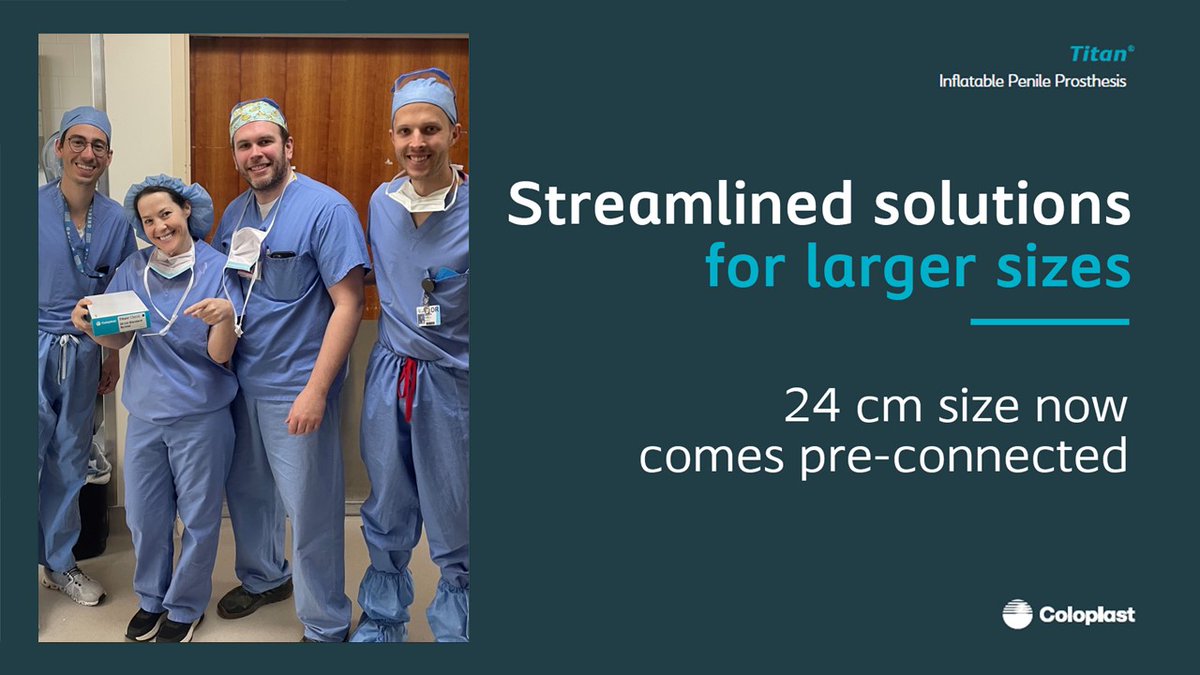 Coloplast Interventional Urology (@coloplast_md) on Twitter photo Titan IPP 24 cm pre-connected for added convenienceābecause every second in the OR counts. Congratulations to Dr. <a href="/drhelenbernie/">Helen L. Bernie</a>, Dr. Jacob Rust, <a href="/Kost_Morr/">Kostantinos Morris</a> & <a href="/LHubbleMD/">Lester Hubble</a> on their first case!
Learn more at: coloplast.to/Titan-24
ISI: coloplast.to/colotitan Titan IPP 24 cm pre-connected for added convenienceābecause every second in the OR counts. Congratulations to Dr. <a href="/drhelenbernie/">Helen L. Bernie</a>, Dr. Jacob Rust, <a href="/Kost_Morr/">Kostantinos Morris</a> & <a href="/LHubbleMD/">Lester Hubble</a> on their first case!
Learn more at: coloplast.to/Titan-24
ISI: coloplast.to/colotitan