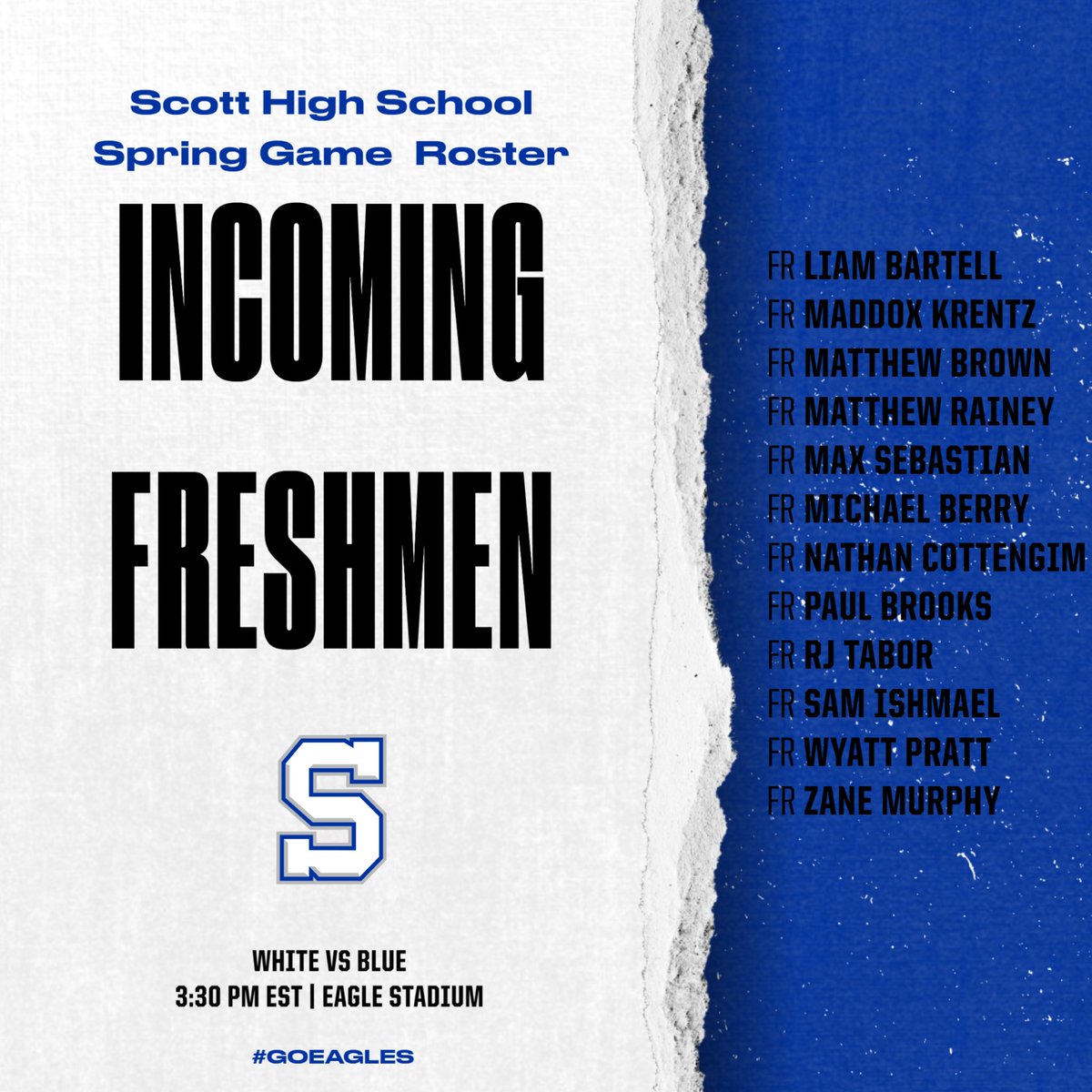 It’s spring game, means it’s time to announce the incoming Freshmen Class! We are excited about this incoming group. Welcome your incoming Freshmen Eagles! #GoEagles #FanTheSpark #Class29