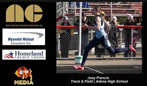 Congratulations to the Neil Coleman Insurance Services, Inc.- Wyandot Mutual Player of the Week, presented by Homeland Credit Union, Adena Track &amp; Field athlete Joey Francis of Adena, who has medaled 5 times this spring. To nominate an amateur player, visit