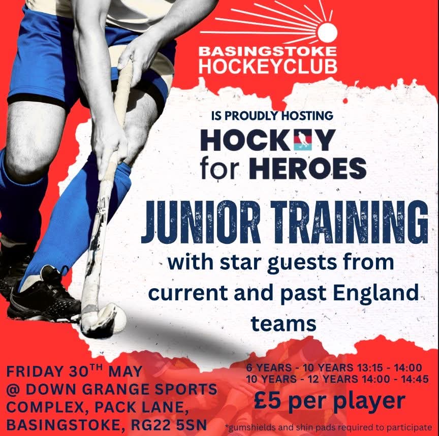 On Friday the 30th May we will be at Basingstoke Hockey Club and we are running some minis training sessions for 6-10 year olds at 13:15 to 14:00 and 10-12 from 14:00 to 14:45. We will have some past and present England players on hand for questions, photos and signatures.