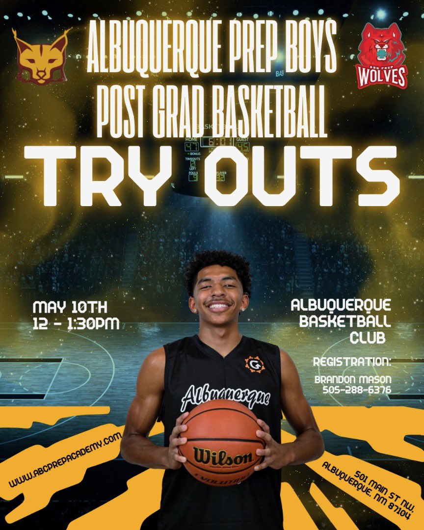 Albuquerque Basketball Prep School (@albuquerqueprep) on Twitter photo Calling all POST GRAD gentleman!! We have tryouts for you too! If you want/need that one extra year, this is the place to be! Our post grad killed it last year and we’d love for you to be a part of our squad!
<a href="/coach_bmase/">BRANDON MASON</a> <a href="/DaireseG/">Dairese Gary</a> <a href="/mike_murph10/">Michael Murphy</a> <a href="/CoachChrisPerez/">Chris Perez</a> Calling all POST GRAD gentleman!! We have tryouts for you too! If you want/need that one extra year, this is the place to be! Our post grad killed it last year and we’d love for you to be a part of our squad!
<a href="/coach_bmase/">BRANDON MASON</a> <a href="/DaireseG/">Dairese Gary</a> <a href="/mike_murph10/">Michael Murphy</a> <a href="/CoachChrisPerez/">Chris Perez</a>
