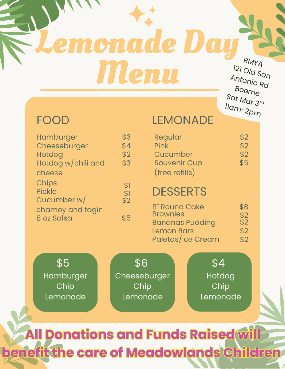 🍋Are you ready for <a href="/LemonadeDay/">Lemonade Day</a>?!🍋

Come support RMYA’s young entrepreneurs TOMORROW as they serve up lemonade, sweet treats, and BIG dreams! 💛

📅 Saturday, May 3
🕥 11:00 AM – 2:00 PM
📍 121 Old San Antonio Rd, Boerne, TX 78006
✨ Lemonade – $1 | Sweet Treats – $3

#RMYA