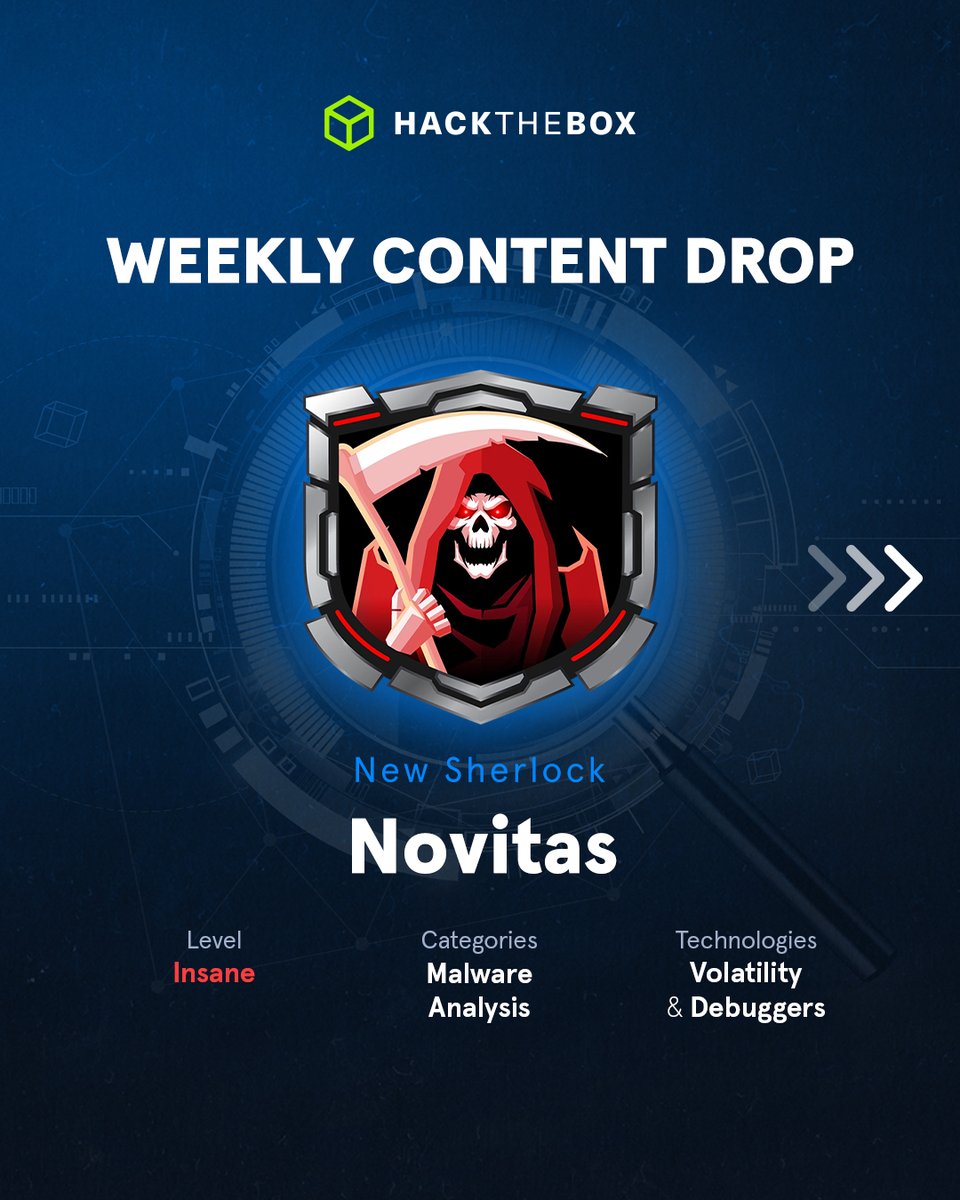 hackthebox_eu's tweet photo. No cheating the Grim Reaper ☠️
There are two new labs coming to the #HackTheBox platforms this week! 
🔵 Novitas, a Sherlock where you extract the malicious file from a memory dump and perform detailed malware analysis to extract IOCs, created by bquanman
🔴 Environment, a Machine created by coopertim13

Get started now on HTB Labs and Enterprise Platform: https://t.co/VeoNnaqwO6

#Cybersecurity #InformationSecurity #NewRelease