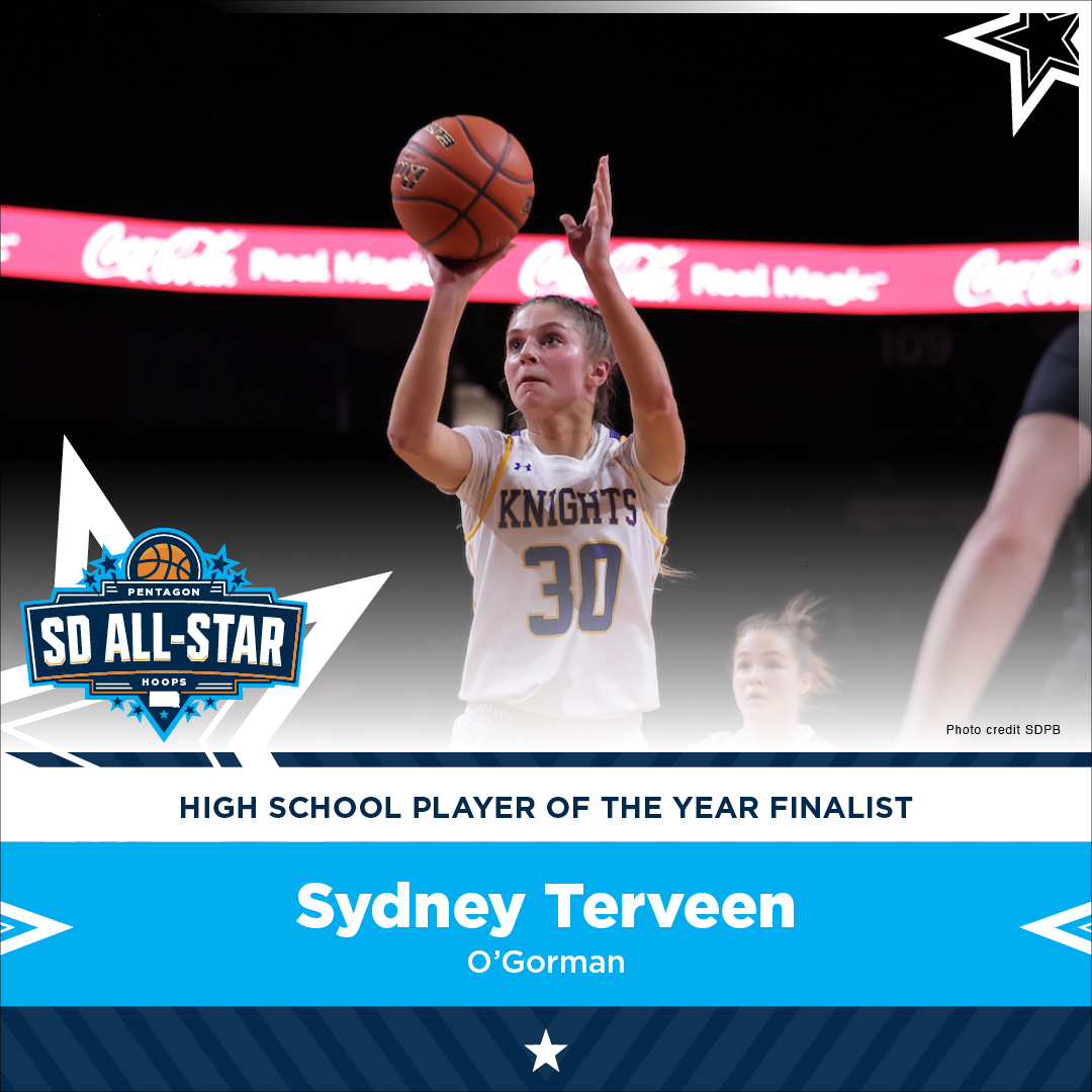 Sanford Sports Complex (@sanford_complex) on Twitter photo Final nominee for ⭐ SD All-Star ⭐ girls POY:
<a href="/sydneyterveen/">Sydney Terveen</a>, a 5-foot-10 junior forward from O'Gorman, put up a team-high of 15.1 points per game in helping the Knights go undefeated to win a second consecutive Class AA state championship.
#SanfordSports Final nominee for ⭐ SD All-Star ⭐ girls POY:
<a href="/sydneyterveen/">Sydney Terveen</a>, a 5-foot-10 junior forward from O'Gorman, put up a team-high of 15.1 points per game in helping the Knights go undefeated to win a second consecutive Class AA state championship.
#SanfordSports