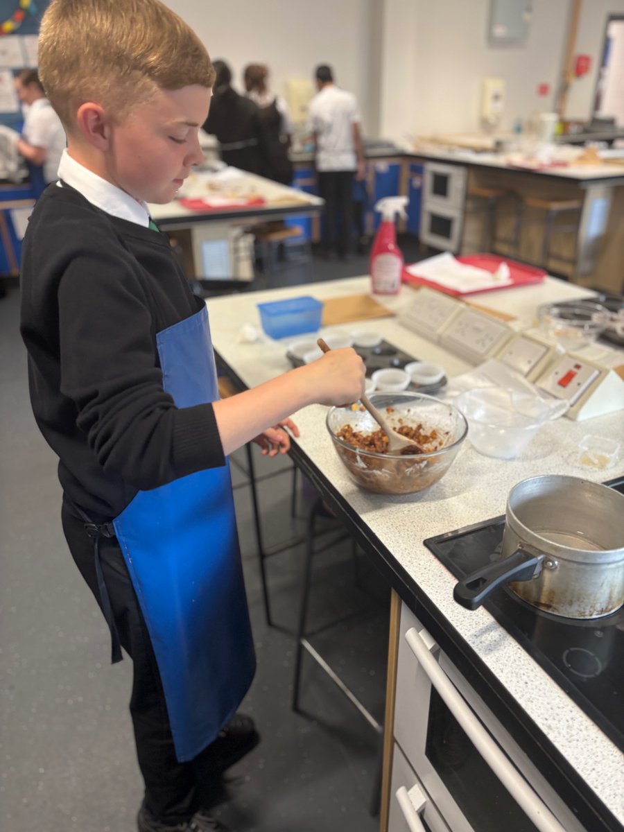 StBensHFT's tweet photo. First day of @stbenedictsren  S1 Cooking Club today at lunchtime. 
Pupils were so keen to join there was a queue at the door. https://t.co/rMwHP7yDbp