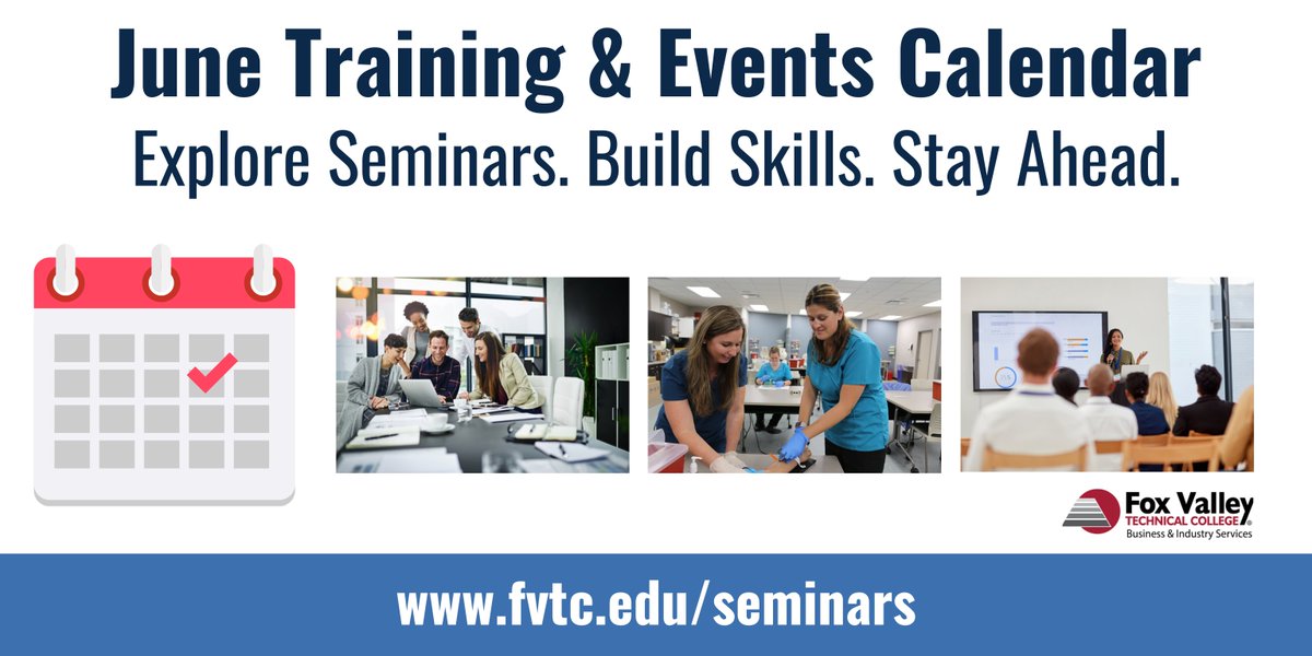 June = new skills, fresh ideas, and pro growth! 🌱📚
Check out our full lineup of June seminars &amp; events: ow.ly/iF3x50VKBiL

#FVTCBIS #ProfessionalDevelopment #JuneTraining #WorkforceReady